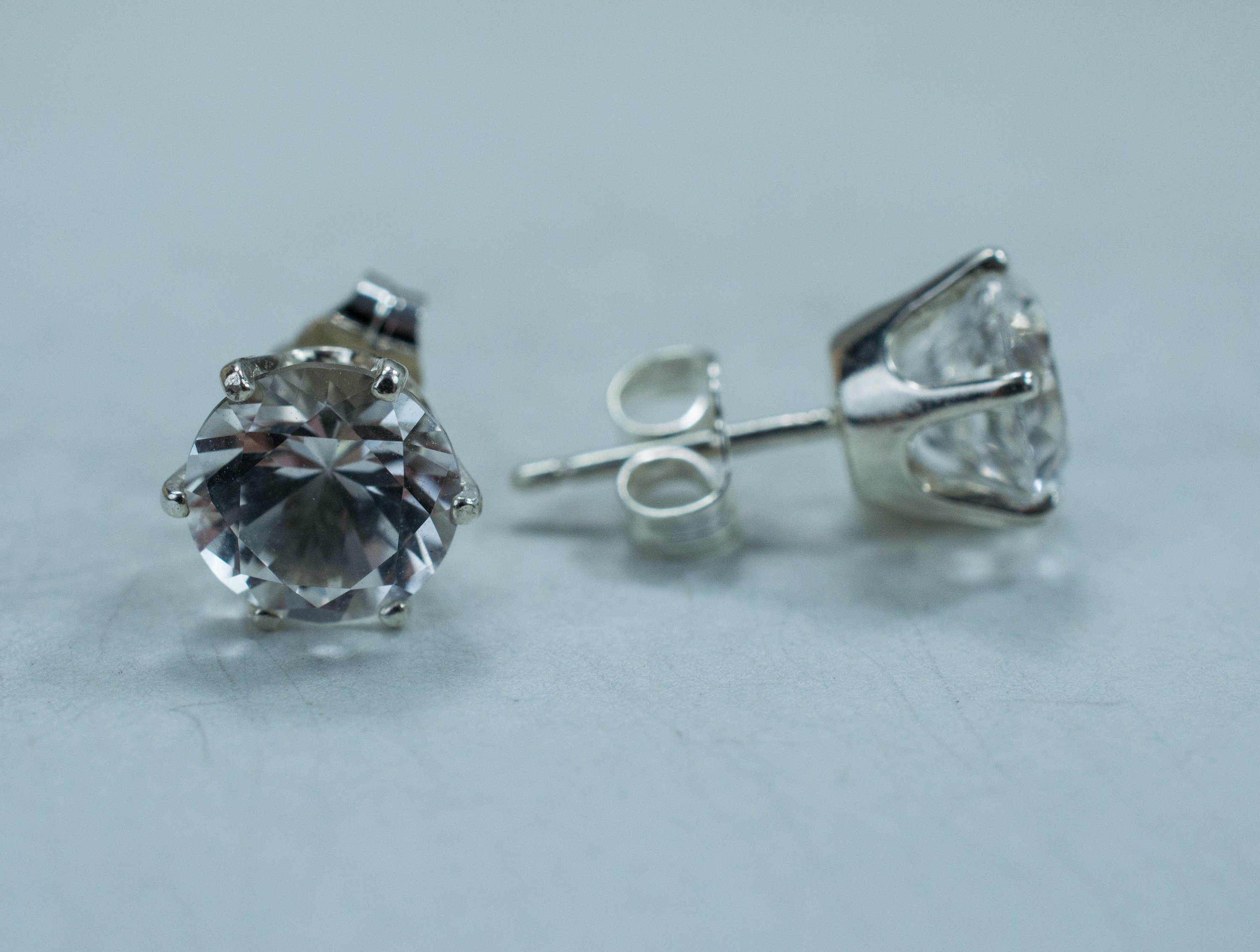 Silver Topaz Earrings; Natural Untreated Brazilian Mined Topaz - Mark Oliver Gems