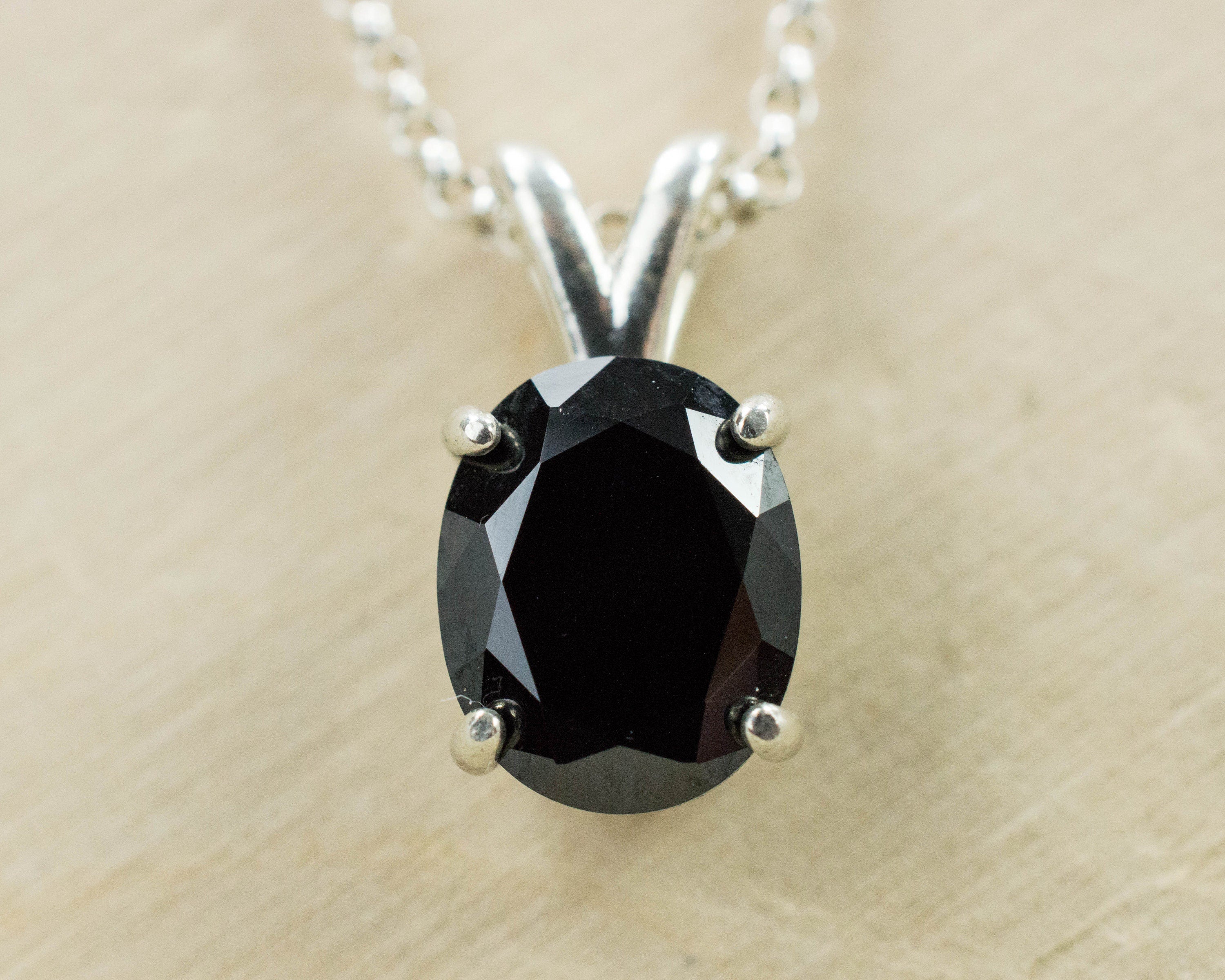 Black Spinel Pendant; Natural Untreated Thailand Mined Spinel - Mark Oliver Gems