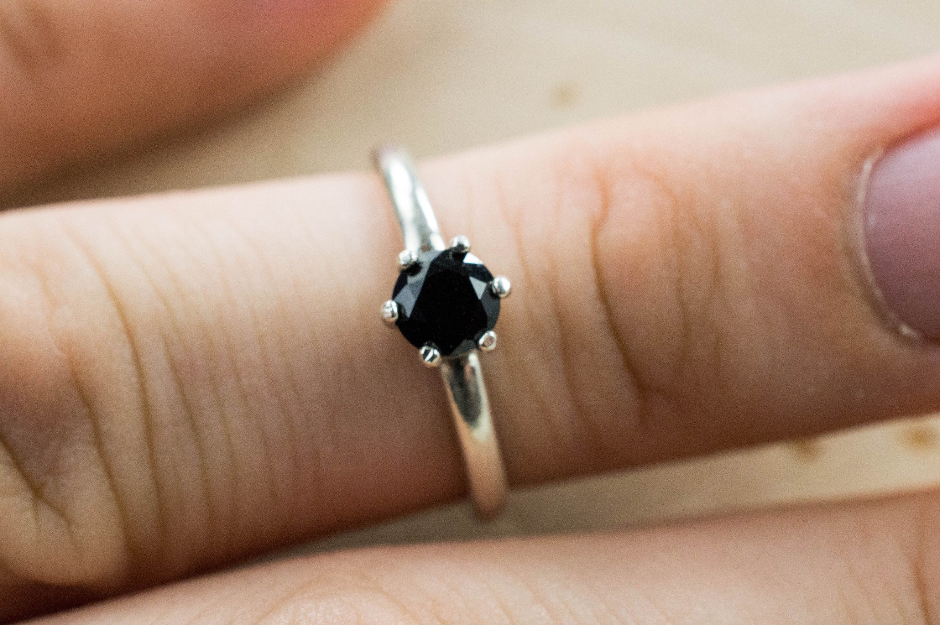 Black Spinel Ring, Genuine Untreated Thailand Black Spinel - Mark Oliver Gems