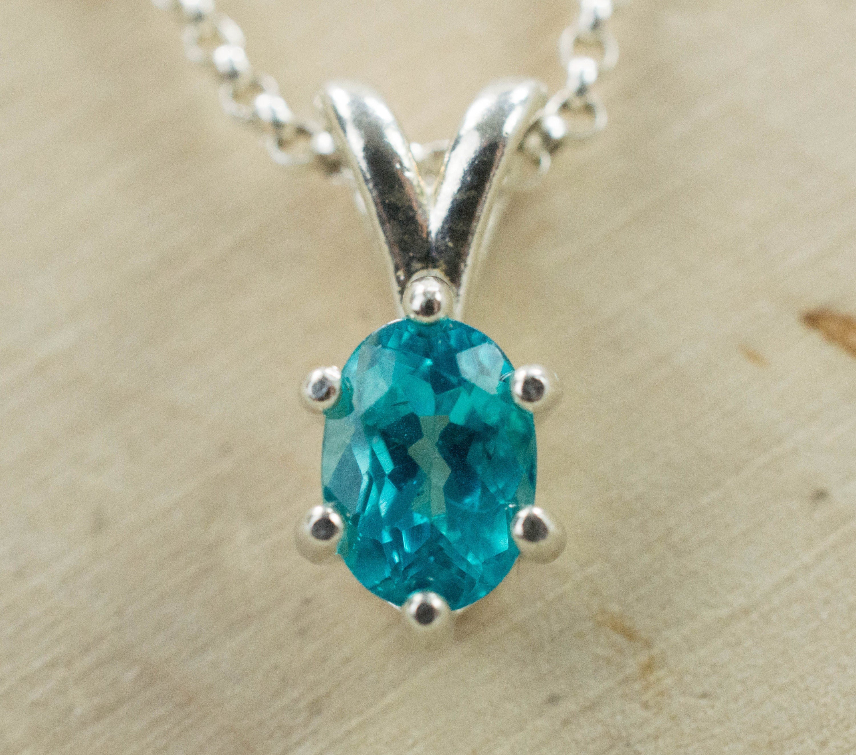 Blue Apatite Pendant; Natural Untreated Brazil Apatite - Mark Oliver Gems