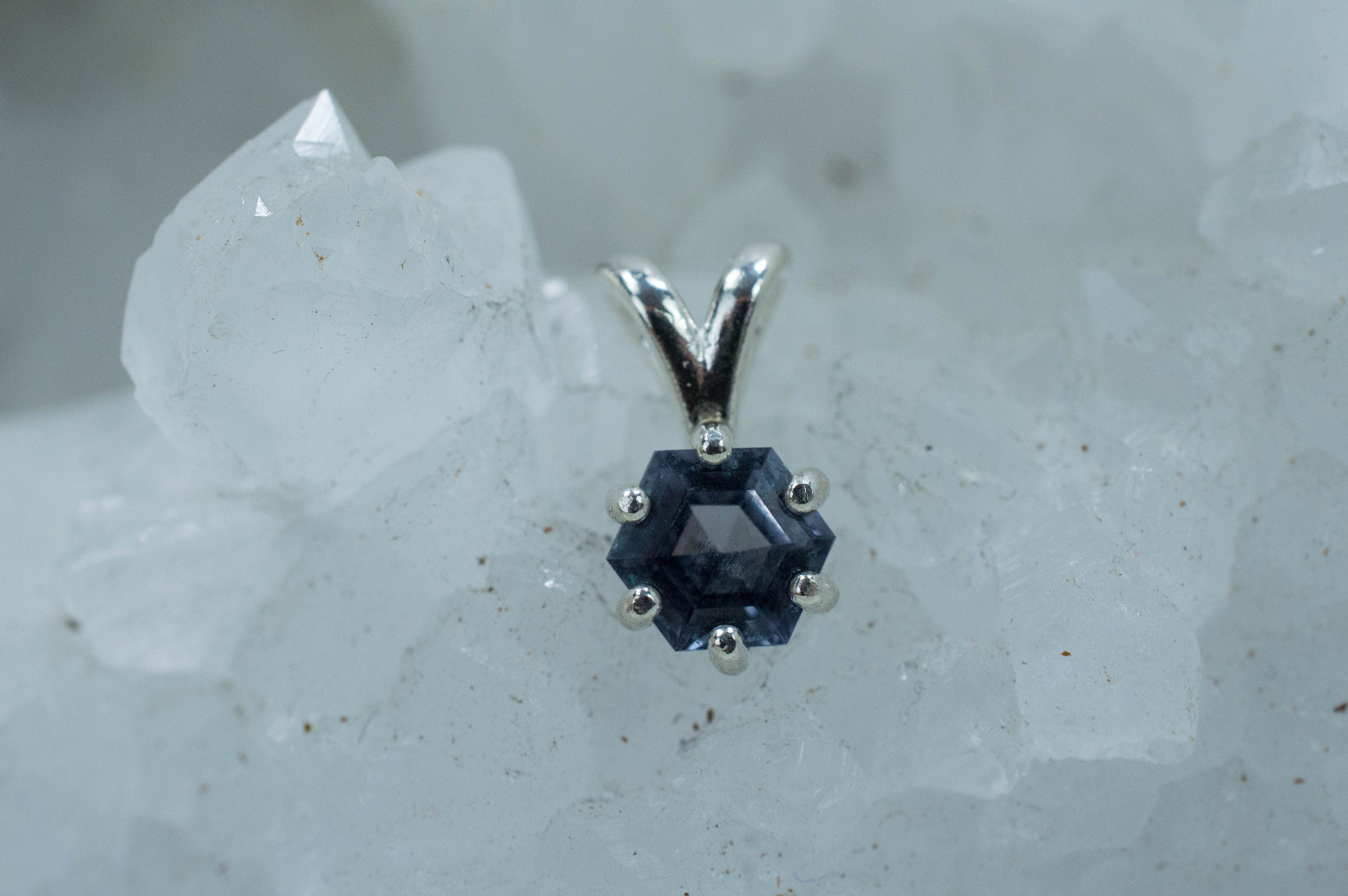 Gray Spinel Pendant; Genuine Untreated Mozambique Spinel - Mark Oliver Gems
