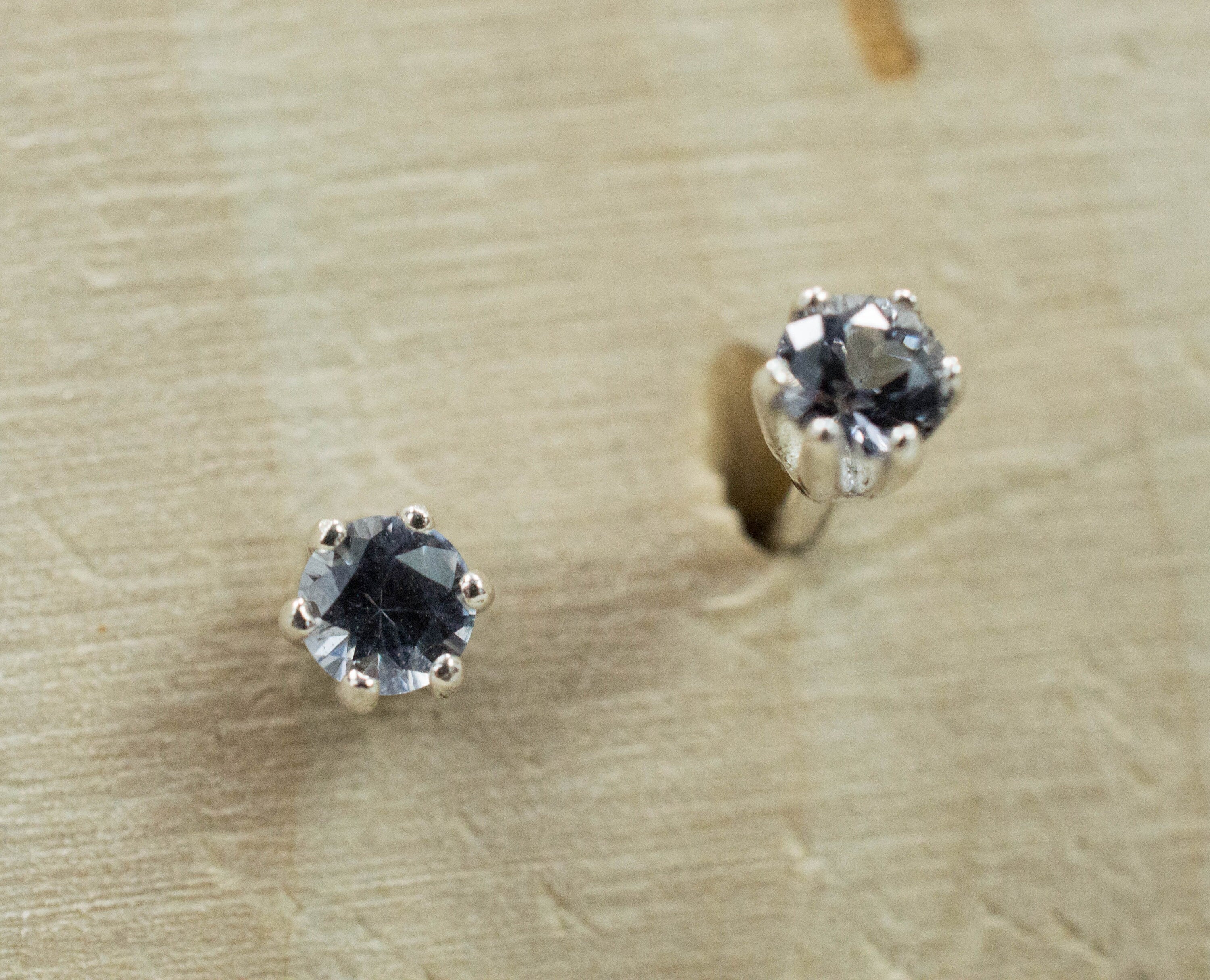 Gray Spinel Earrings; Genuine Untreated Mozambique Spinel; 0.255cts - Mark Oliver Gems