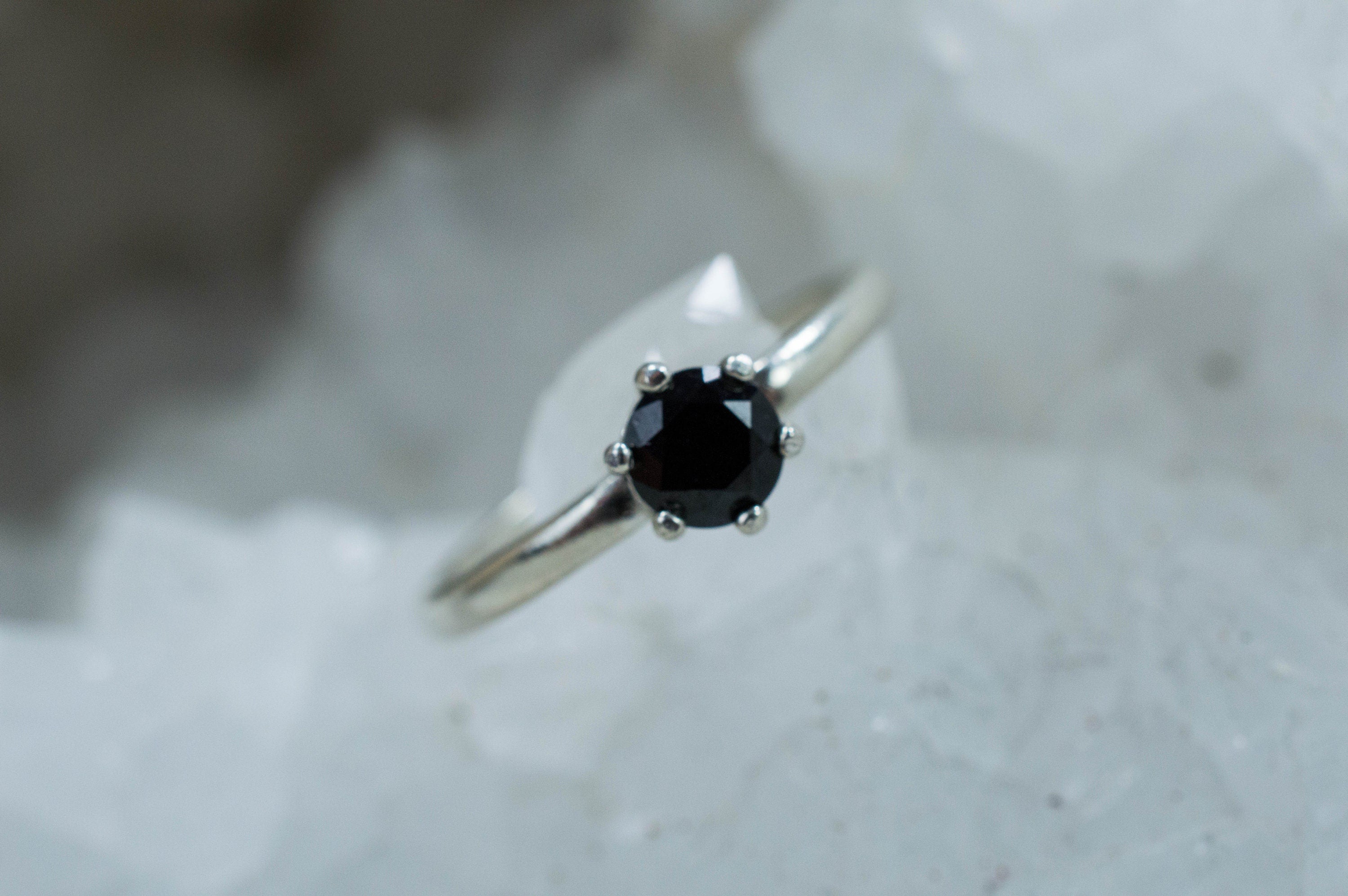 Black Spinel Ring, Genuine Untreated Thailand Black Spinel - Mark Oliver Gems