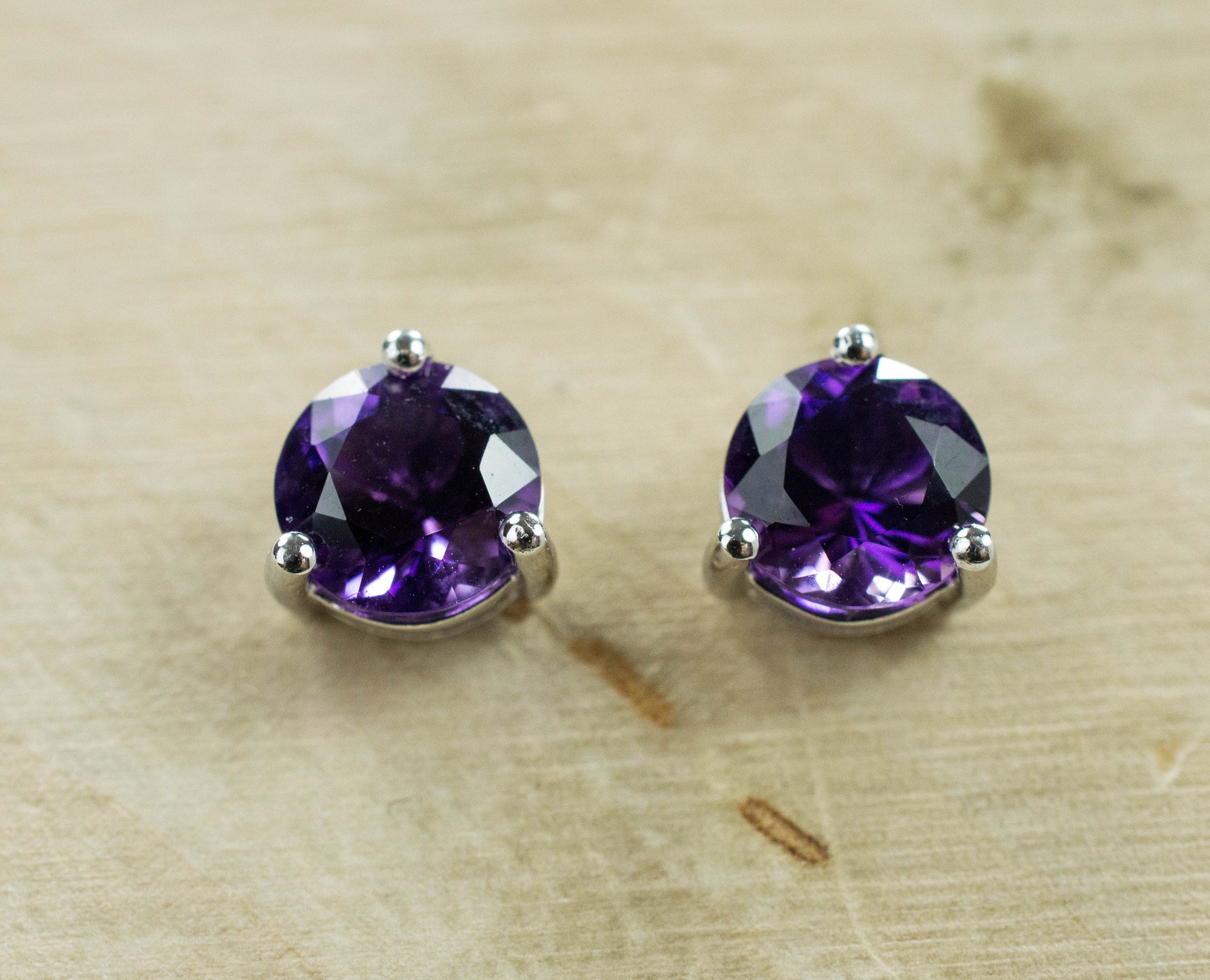 Amethyst Earrings, Natural Untreated Brazilian Amethyst; 2.490cts - Mark Oliver Gems
