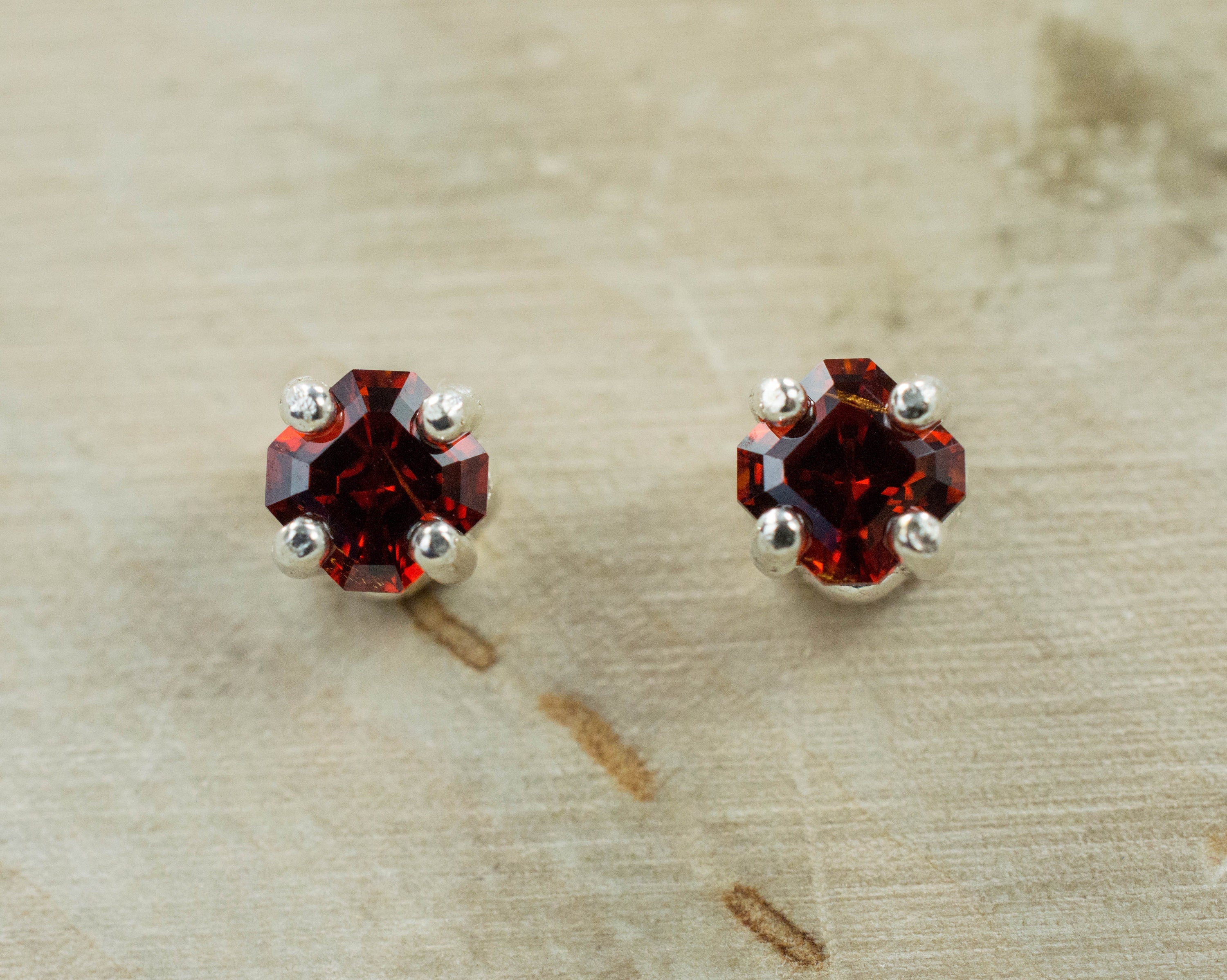 Spessartine Garnet Earrings; Natural Untreated Madagascar Garnets - Mark Oliver Gems