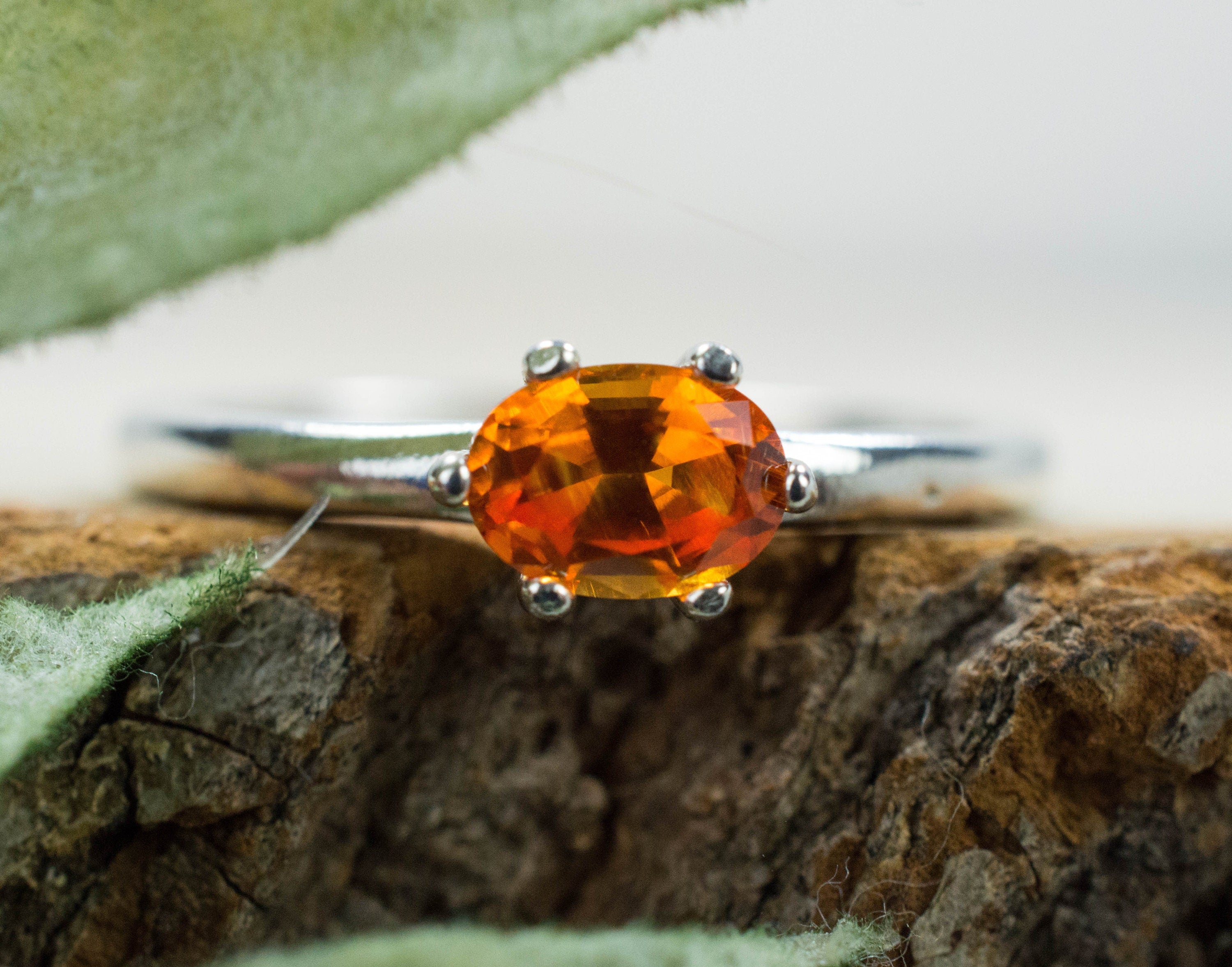 Spessartite Garnet Ring; Genuine Untreated Tanzania Spessartite Garnet - Mark Oliver Gems