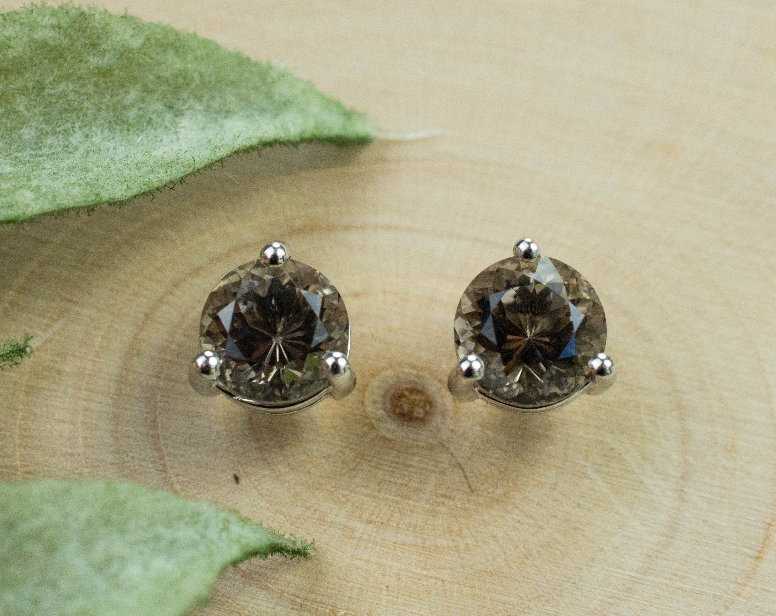 Smoky Quartz Earrings; Genuine Untreated USA Quartz; 1.430cts - Mark Oliver Gems