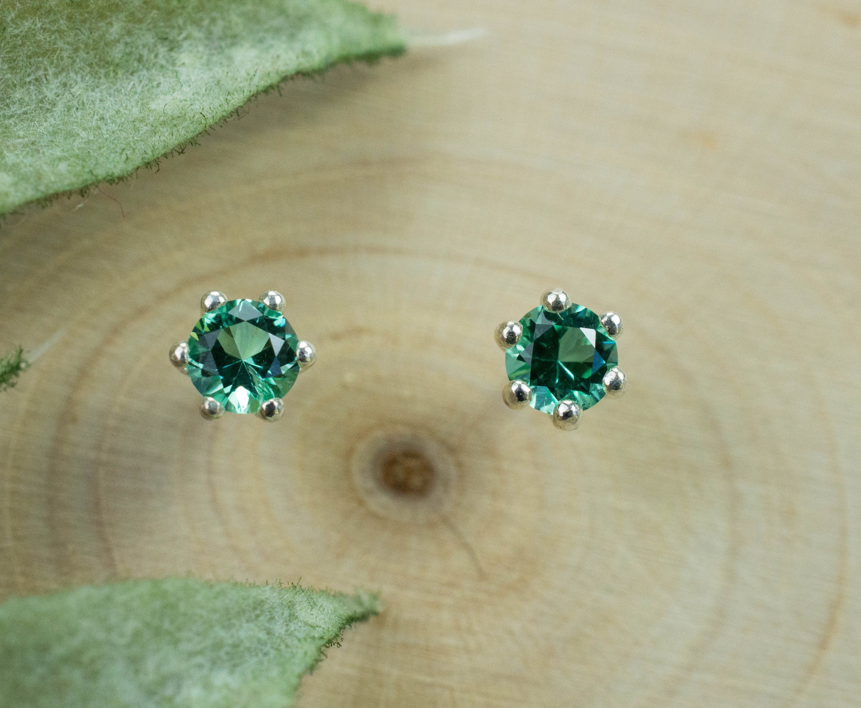 Emerald Earrings, Genuine Untreated Emeralds; 0.325cts - Mark Oliver Gems