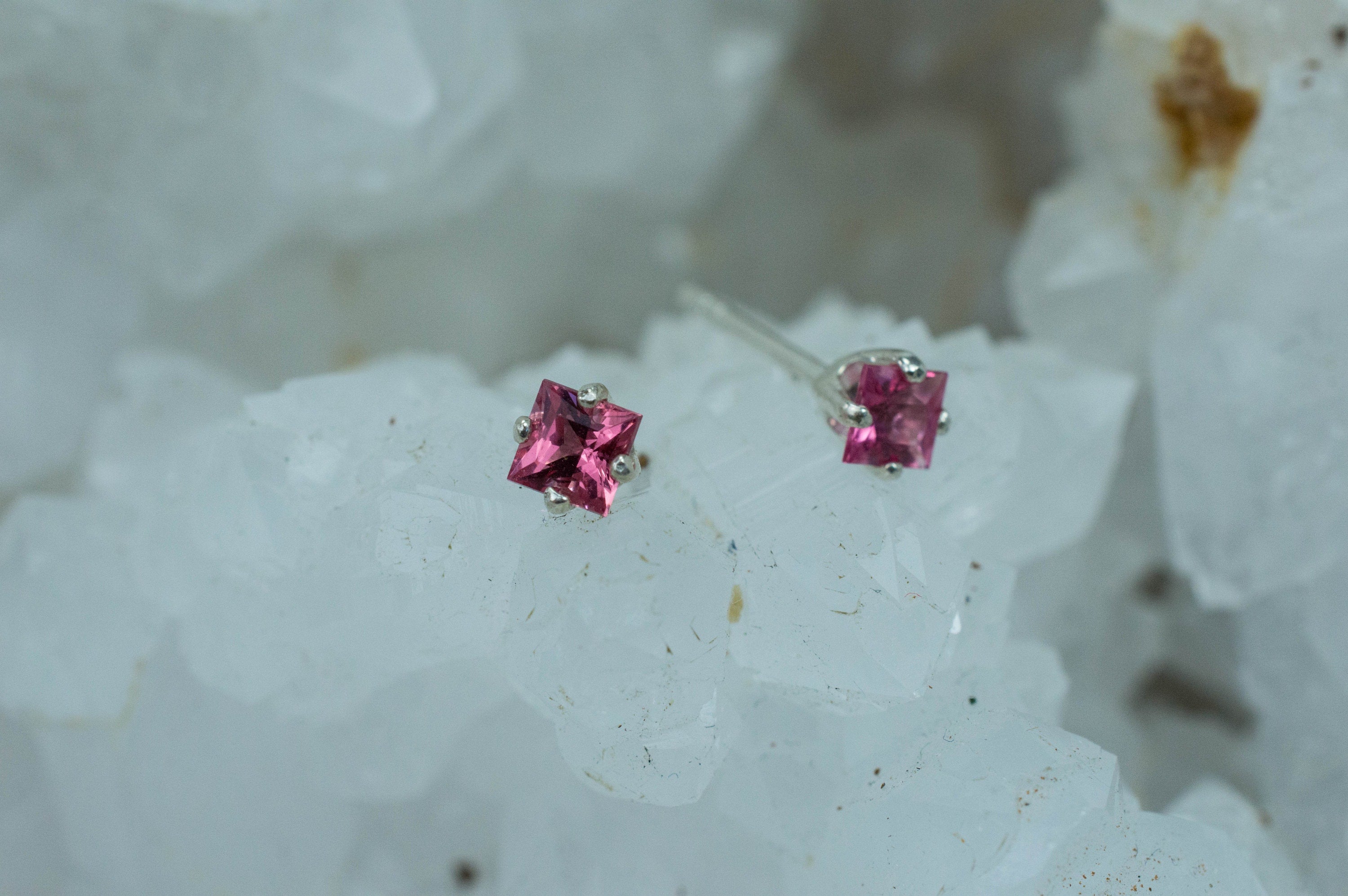 Pink Spinel Earrings; Natural Untreated Vietnam Spinel; 0.530cts - Mark Oliver Gems