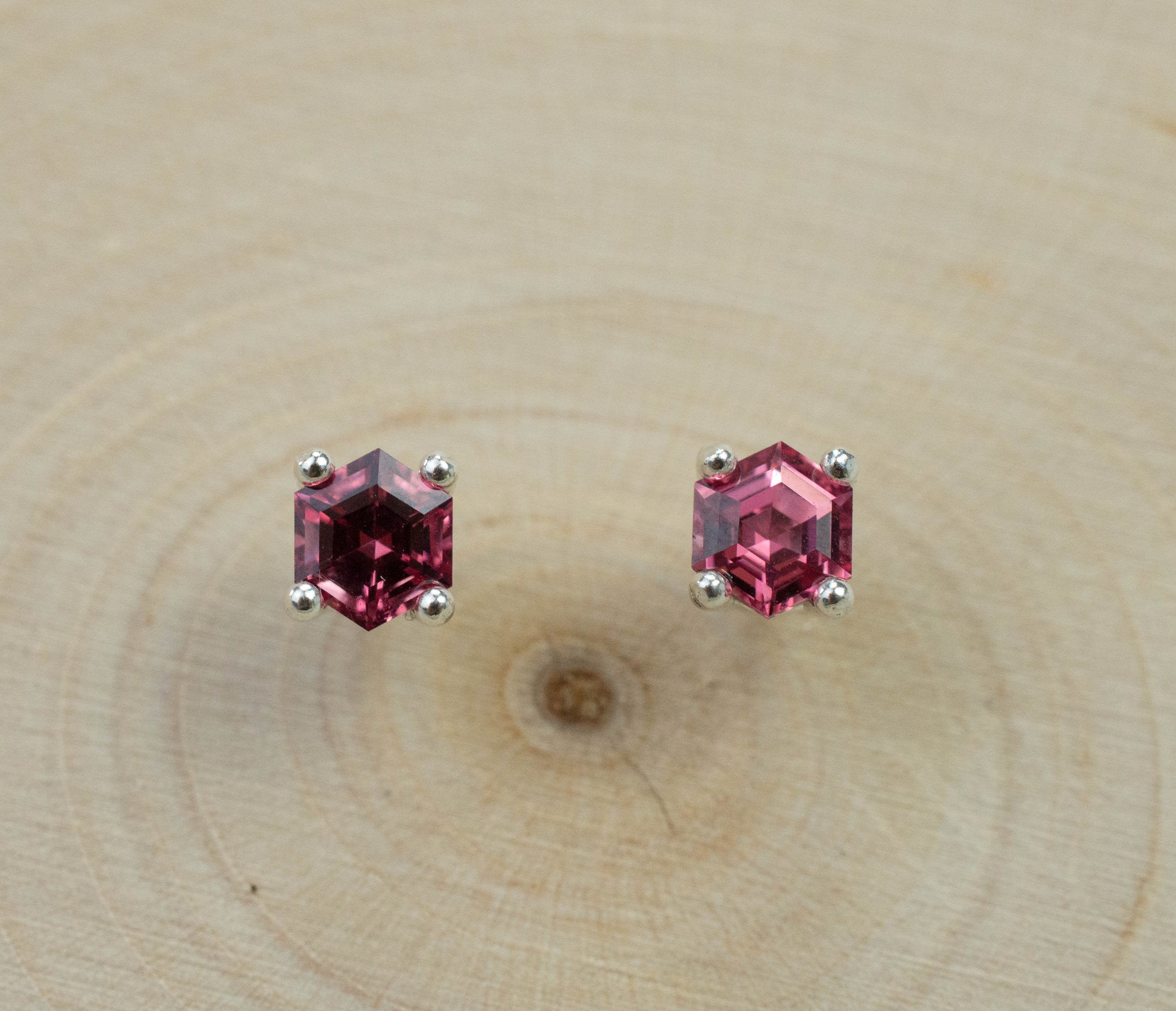 Pink Spinel Earrings; Natural Untreated Vietnam Spinel; 0.970cts - Mark Oliver Gems