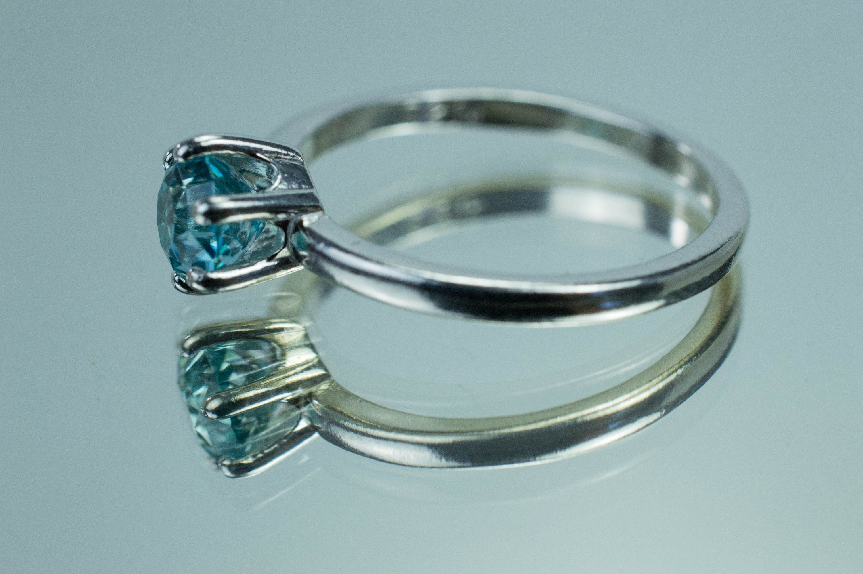 Blue Zircon Ring; Genuine Cambodia Zircon - Mark Oliver Gems