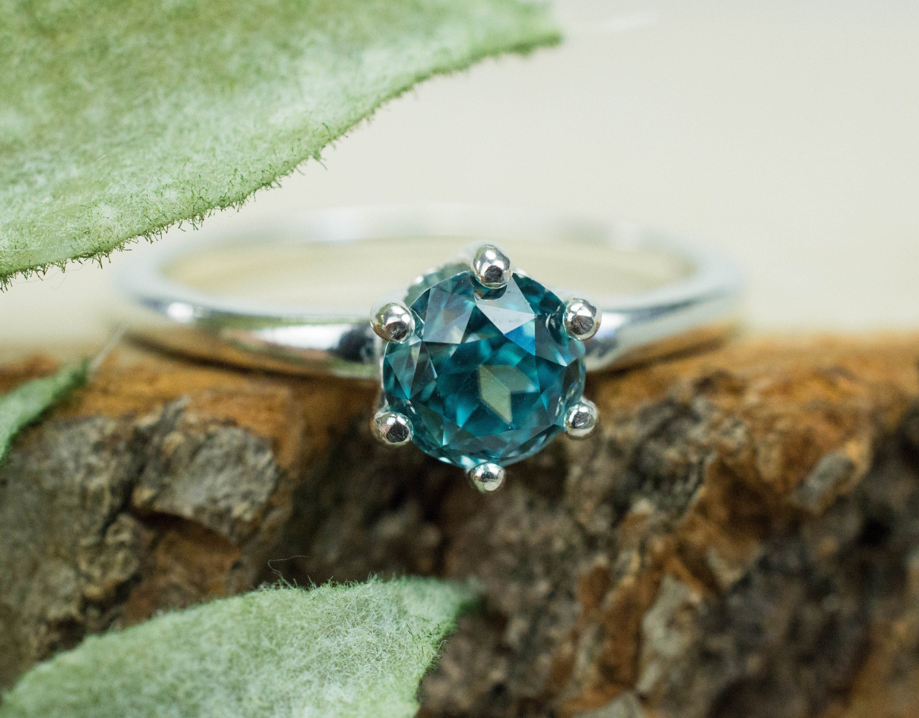 Blue zircon sale ring