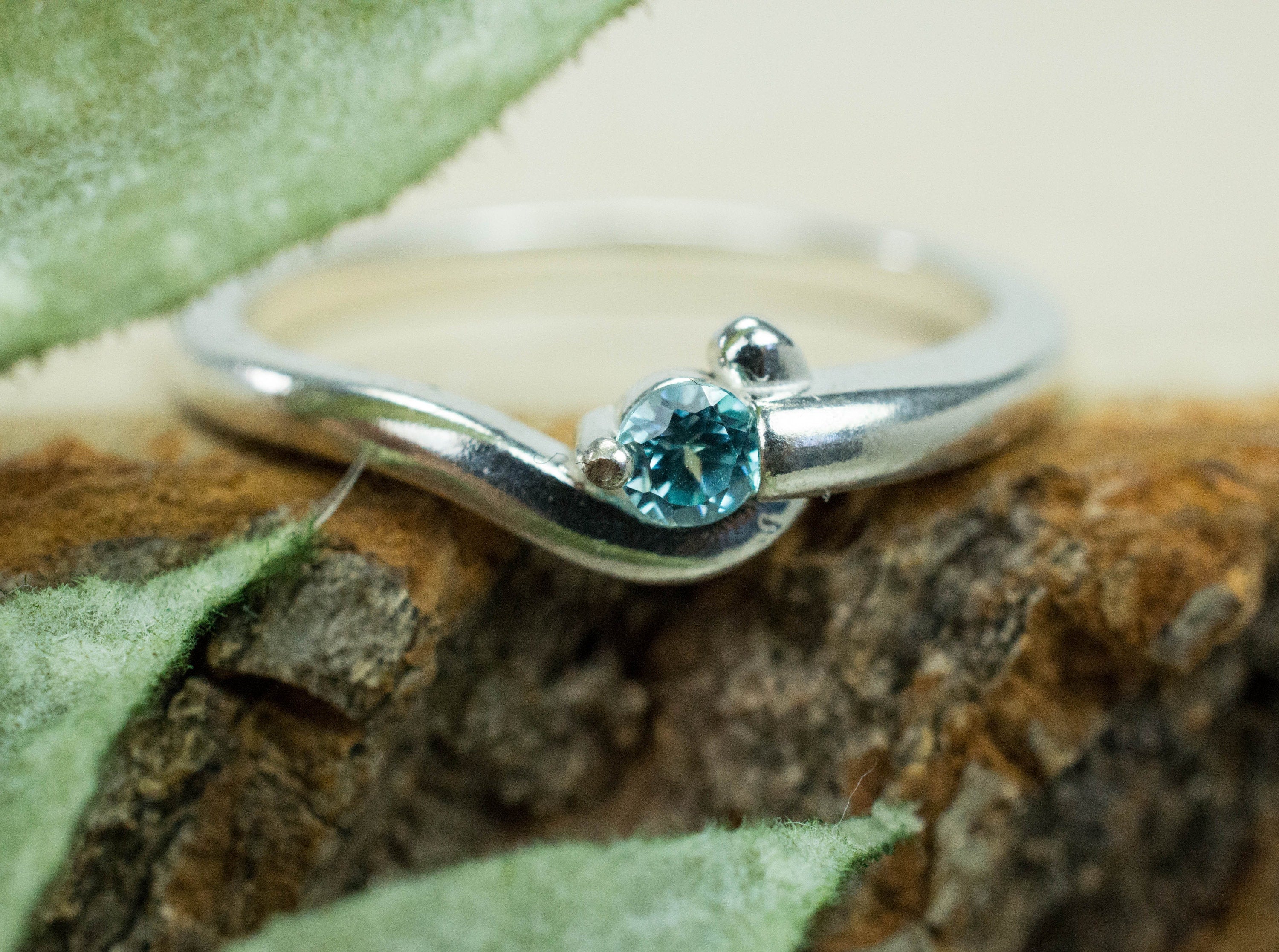 Blue Zircon Ring; Natural Cambodian Zircon - Mark Oliver Gems
