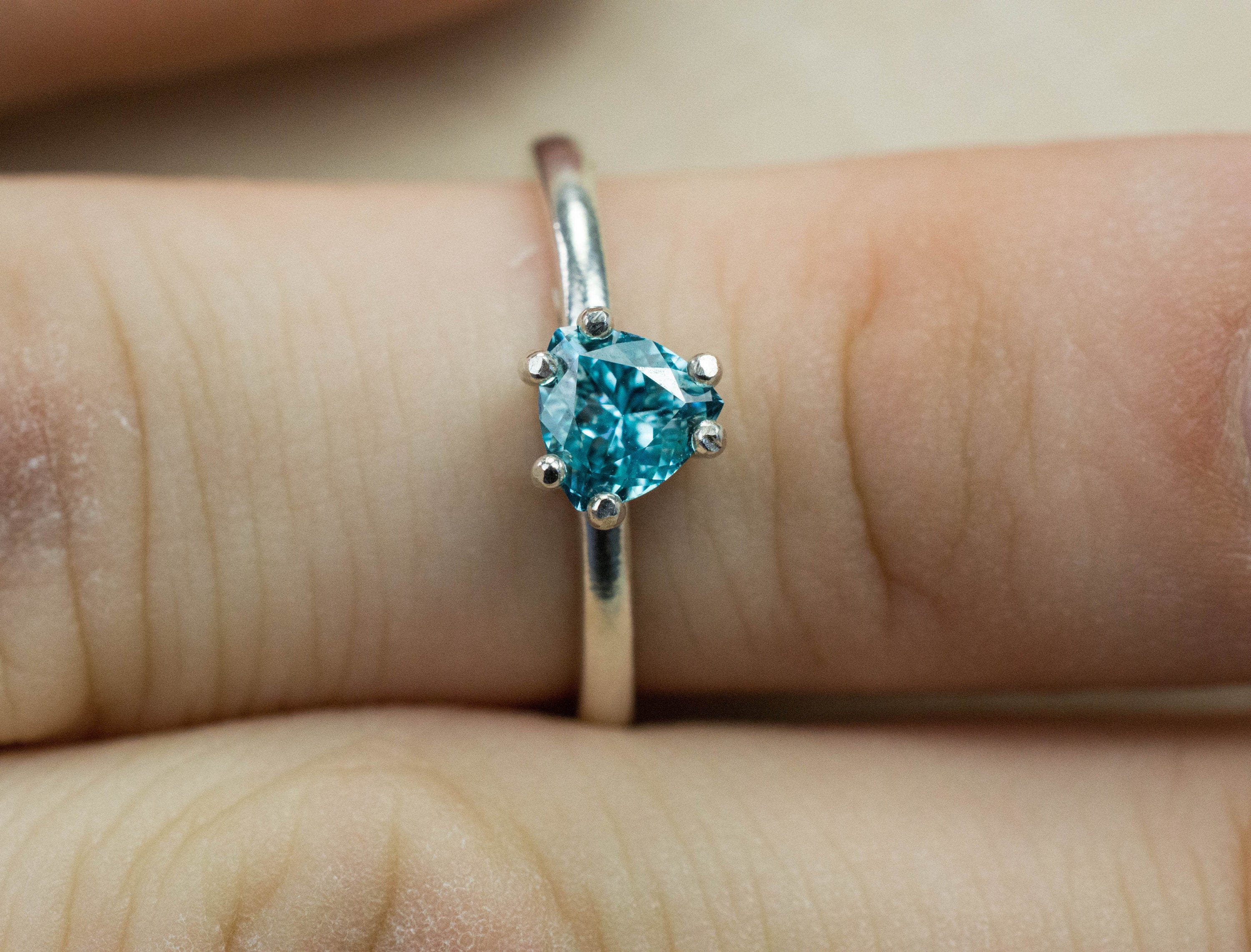 Blue Zircon Ring; Natural Mined Cambodia Zircon - Mark Oliver Gems