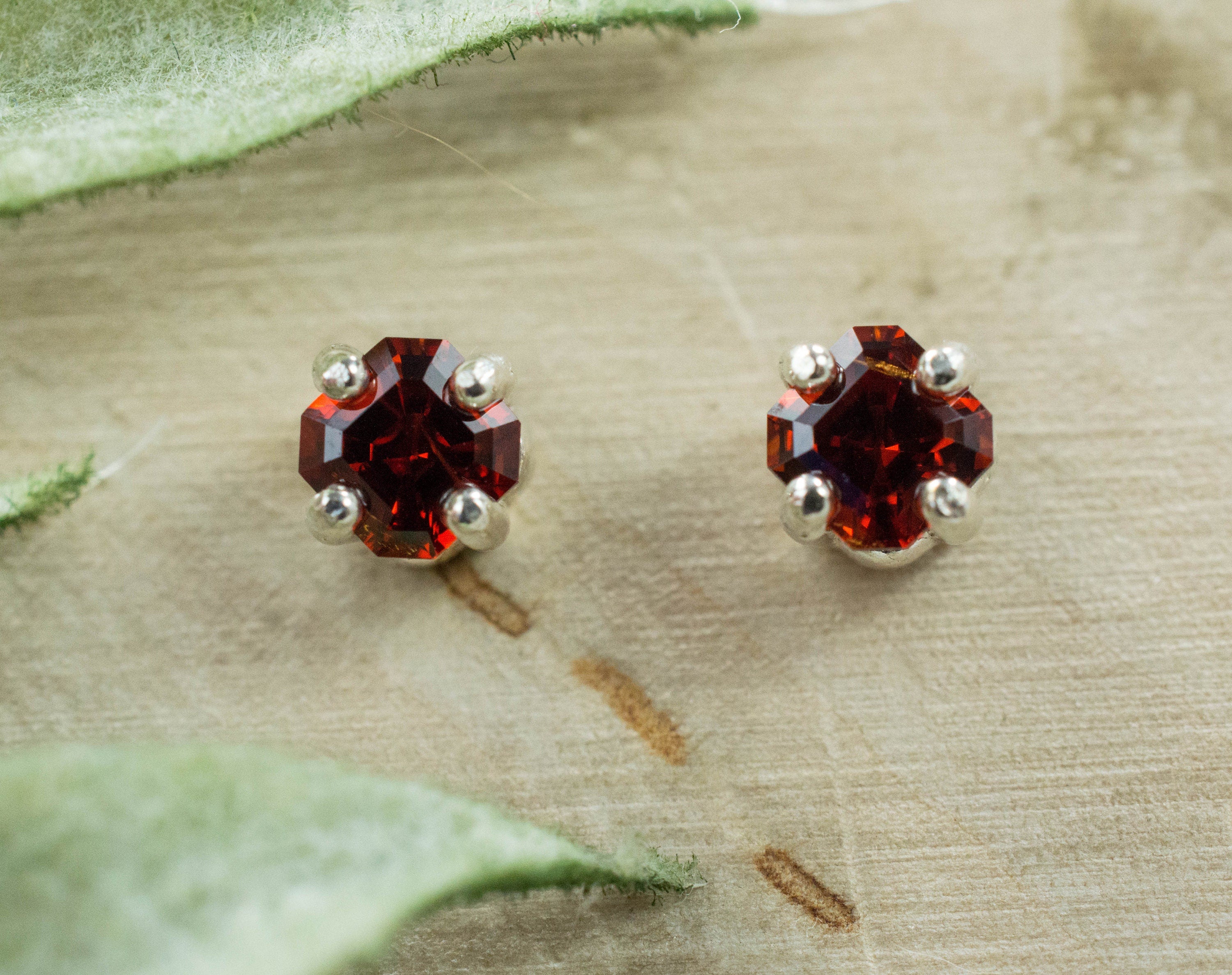 Spessartine Garnet Earrings; Natural Untreated Madagascar Garnets - Mark Oliver Gems