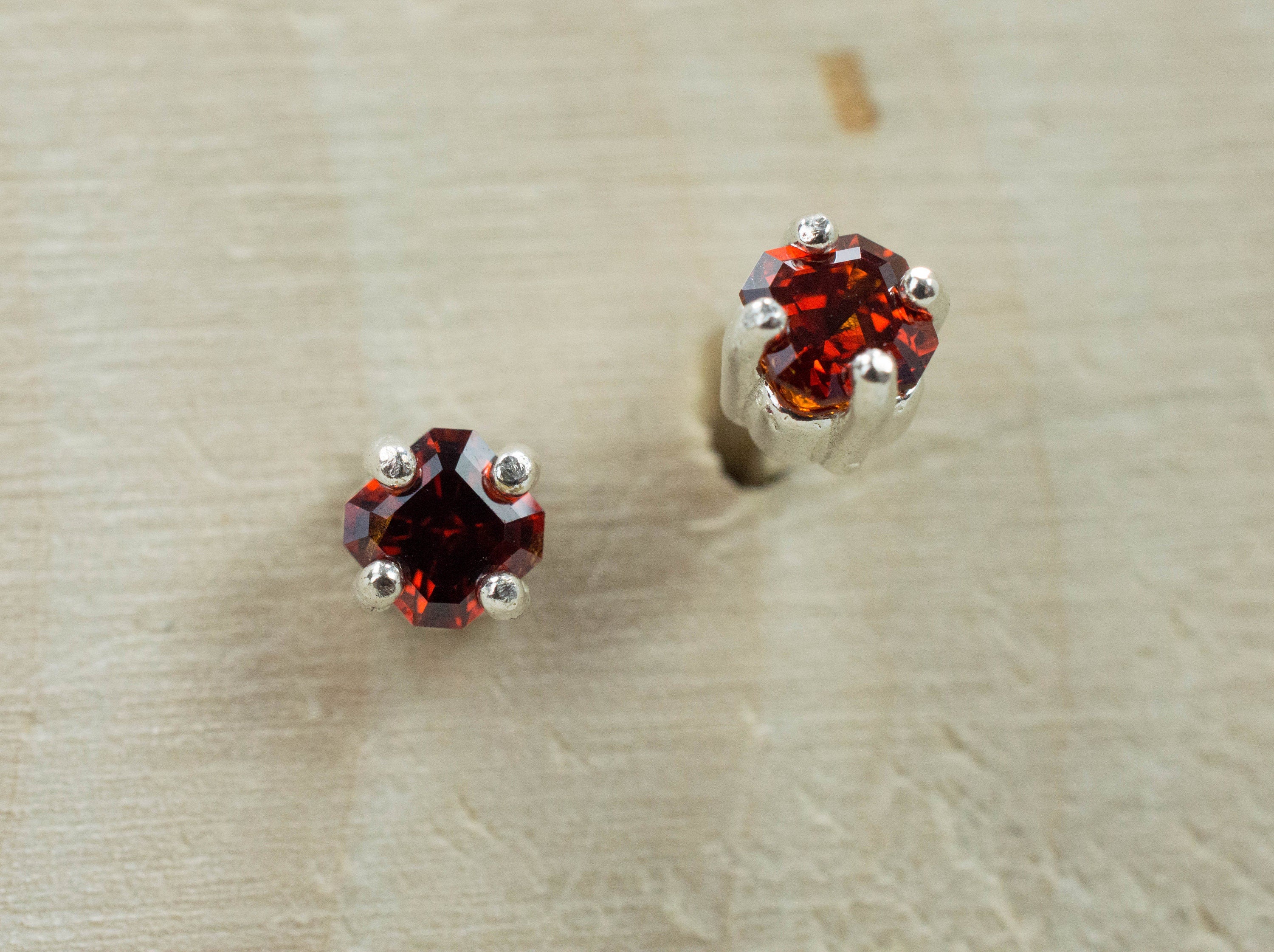 Spessartine Garnet Earrings; Natural Untreated Madagascar Garnets - Mark Oliver Gems