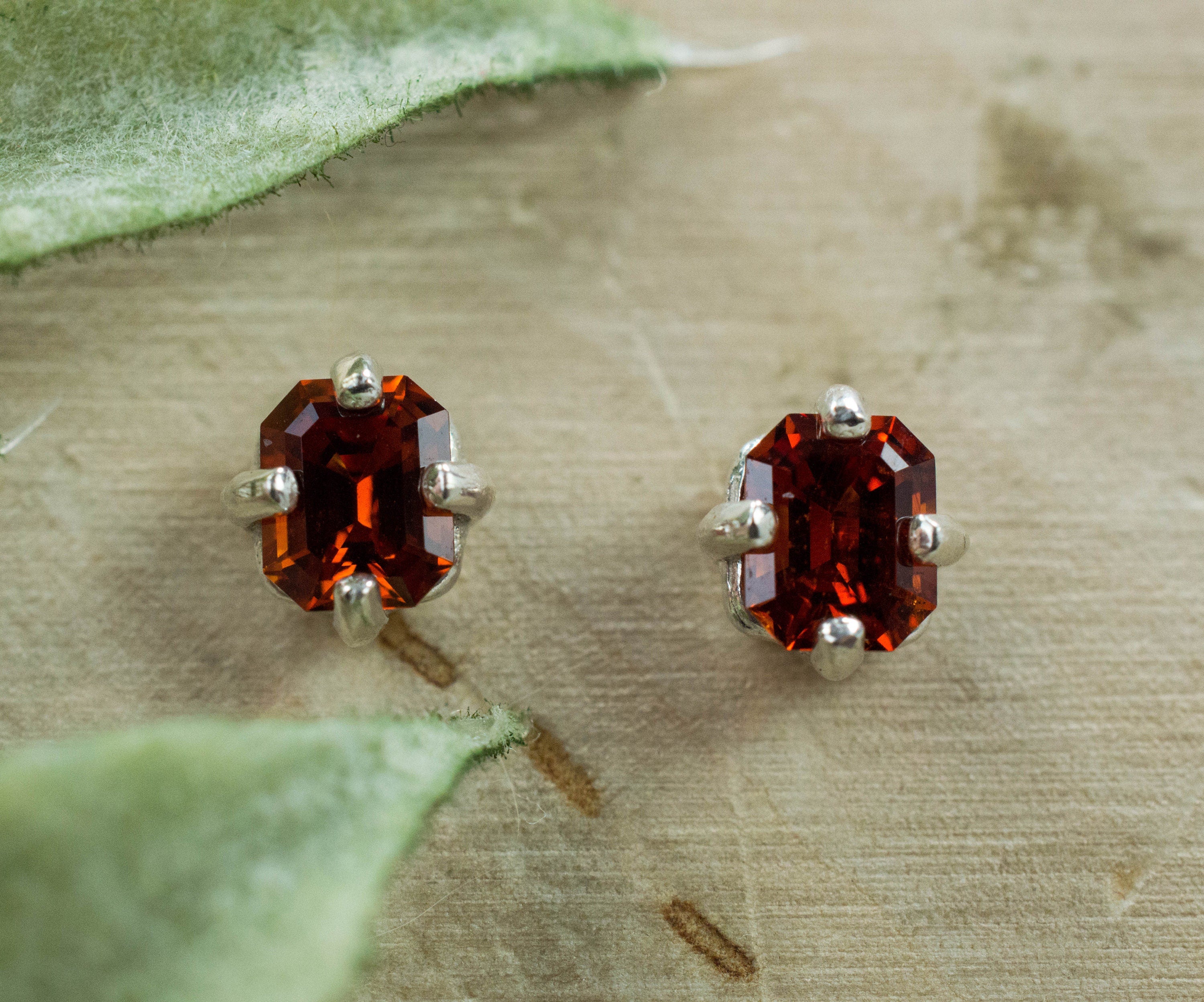 Spessartine Garnet Earrings; Natural Untreated Madagascar Garnet - Mark Oliver Gems