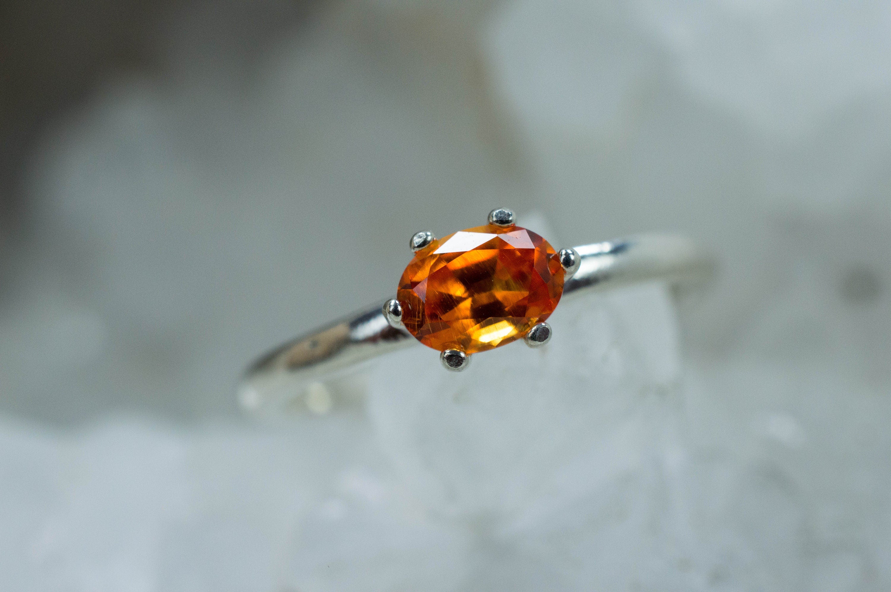 Spessartite Garnet Ring; Genuine Untreated Tanzania Spessartite Garnet - Mark Oliver Gems