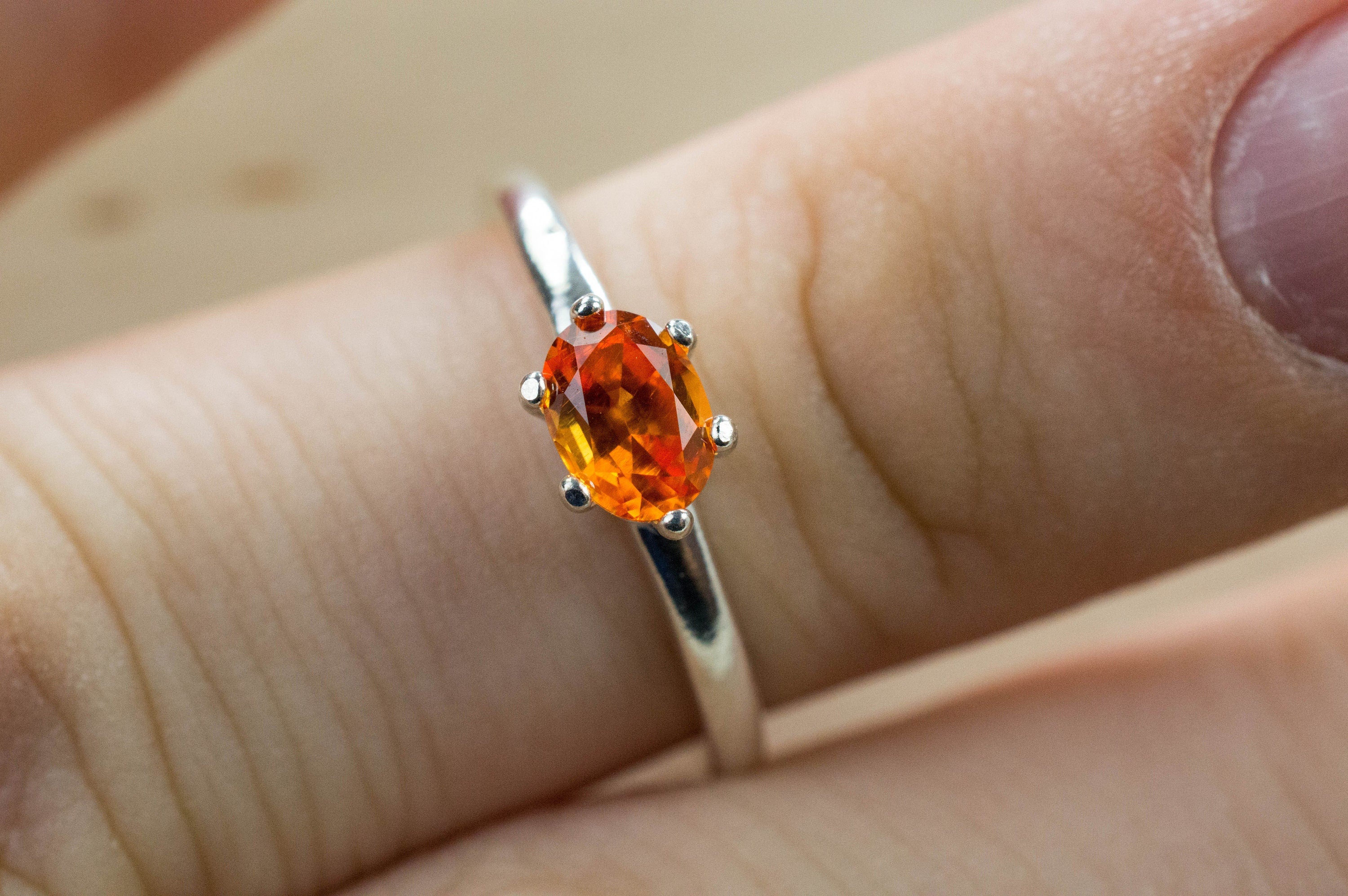 Spessartite Garnet Ring; Genuine Untreated Tanzania Spessartite Garnet - Mark Oliver Gems