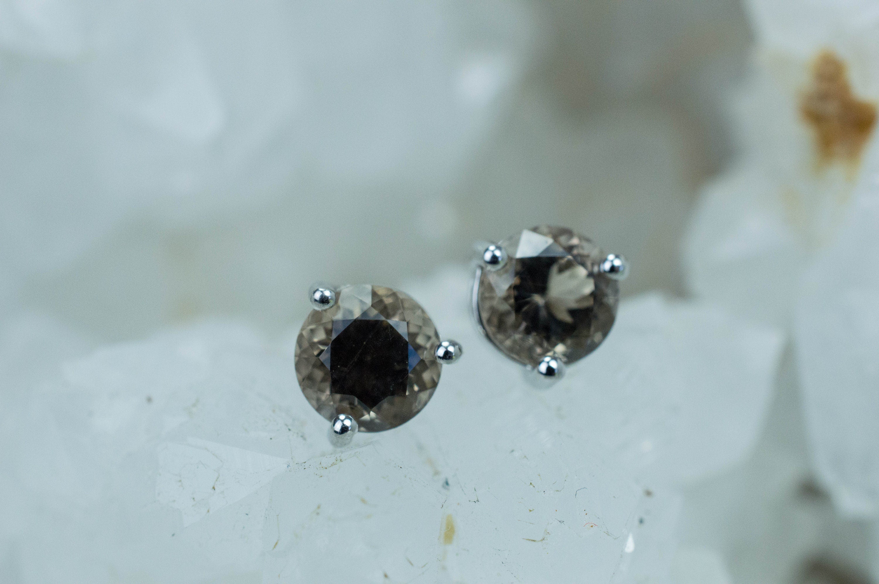 Smoky Quartz Earrings; Genuine Untreated USA Quartz; 1.430cts - Mark Oliver Gems