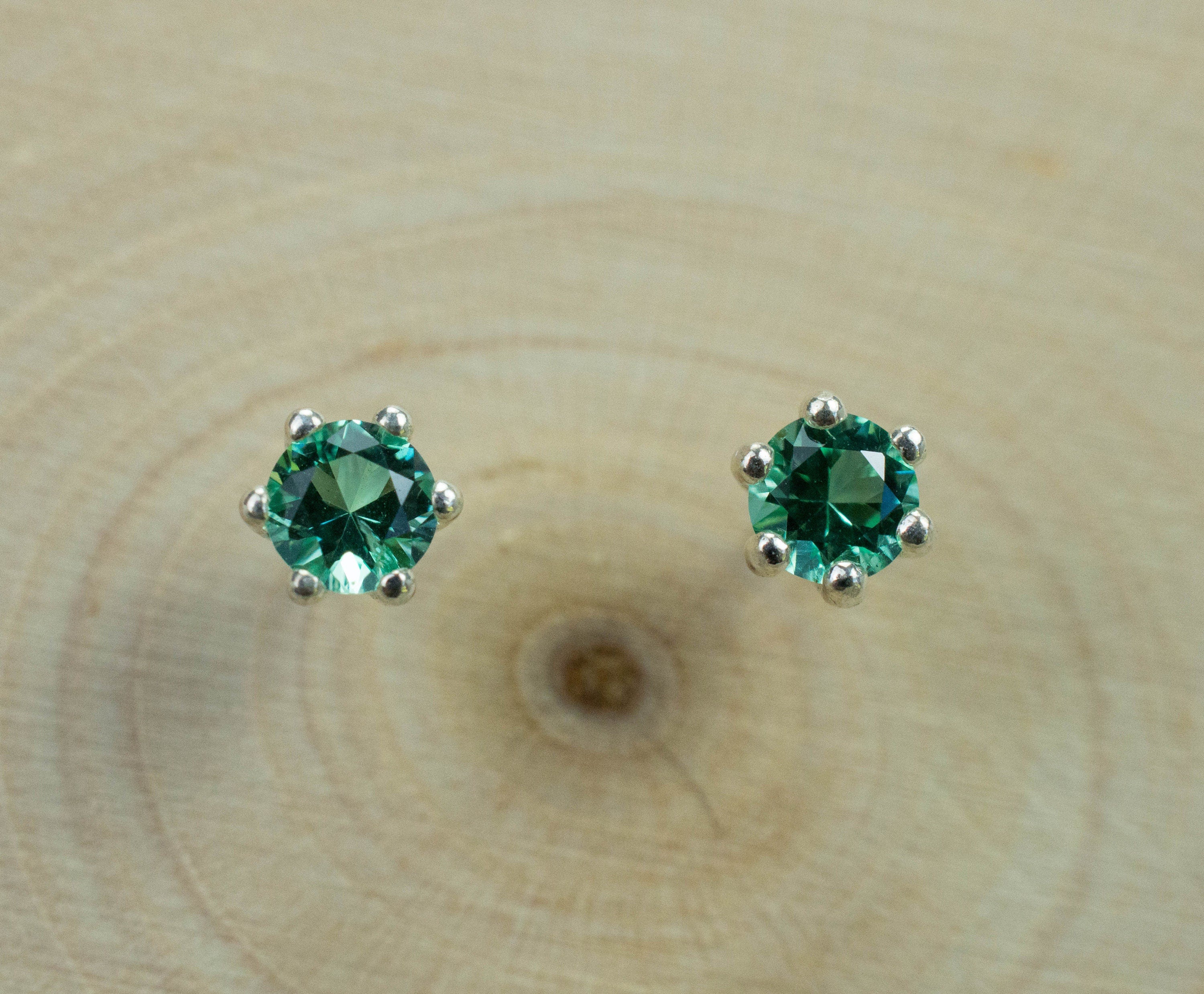 Emerald Earrings, Genuine Untreated Emeralds; 0.325cts - Mark Oliver Gems