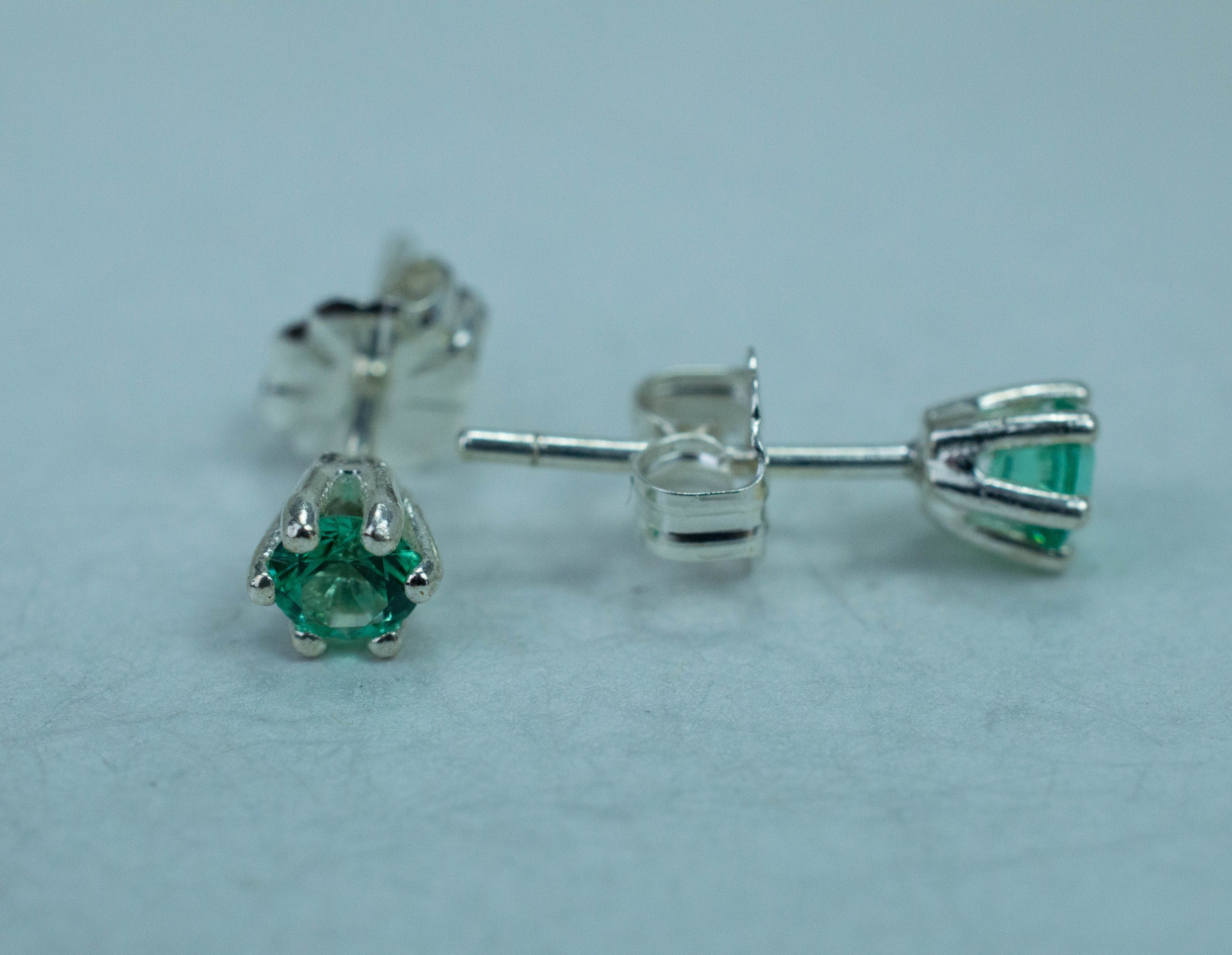 Emerald Earrings, Genuine Untreated Emeralds; 0.325cts - Mark Oliver Gems