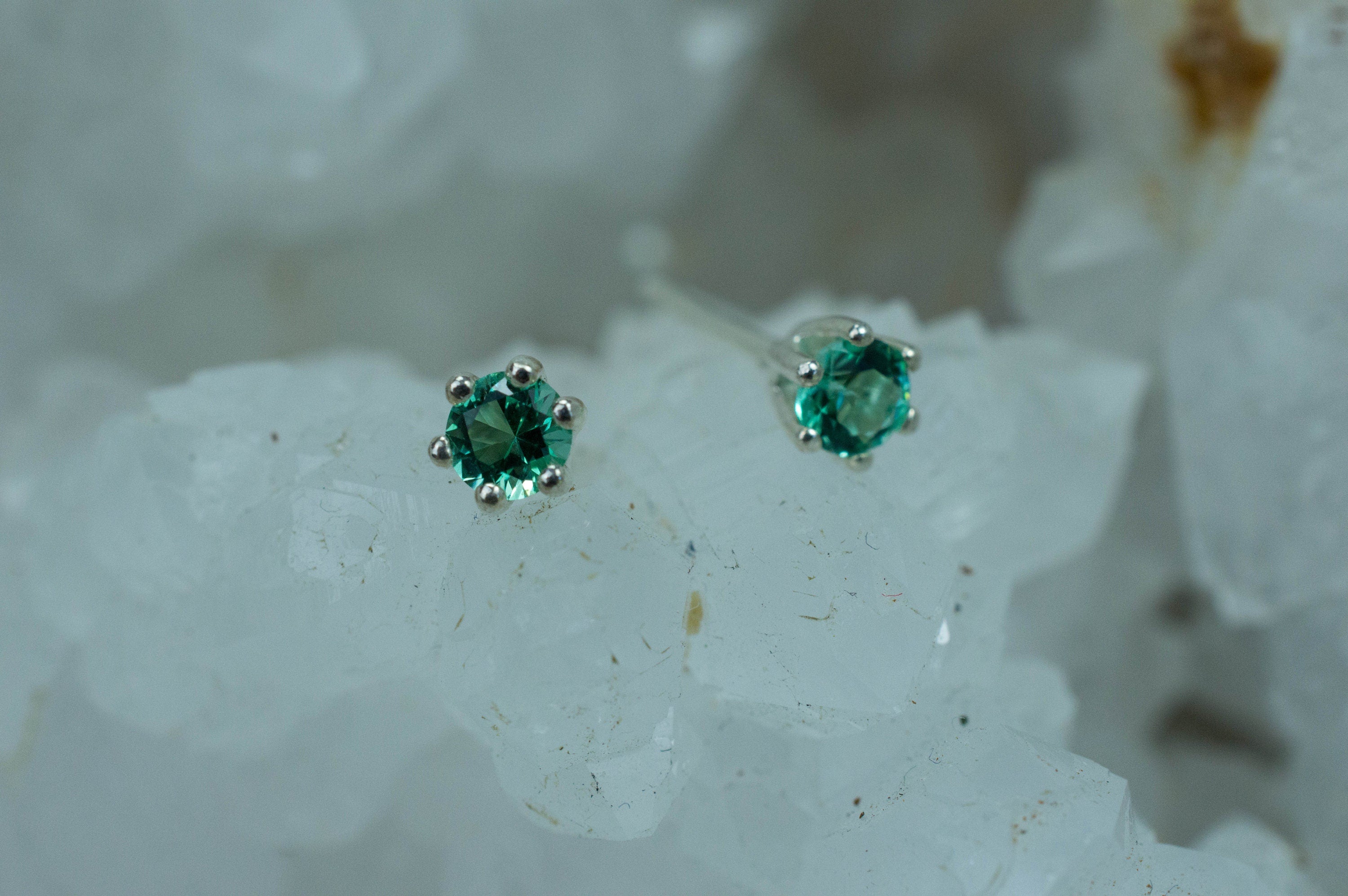 Emerald Earrings, Genuine Untreated Emeralds; 0.325cts - Mark Oliver Gems