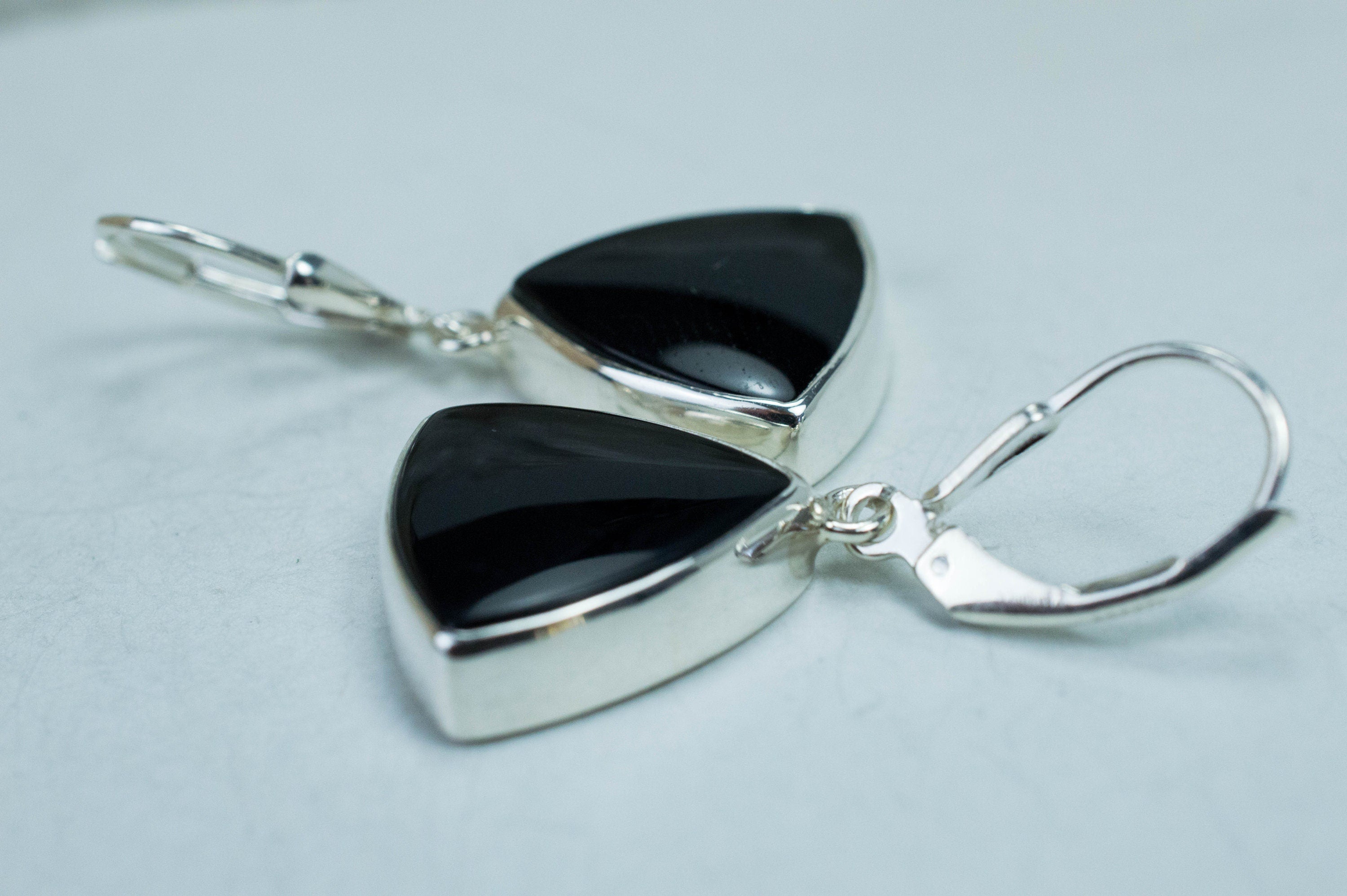 Black Onyx Earrings; Genuine Untreated USA Onyx - Mark Oliver Gems