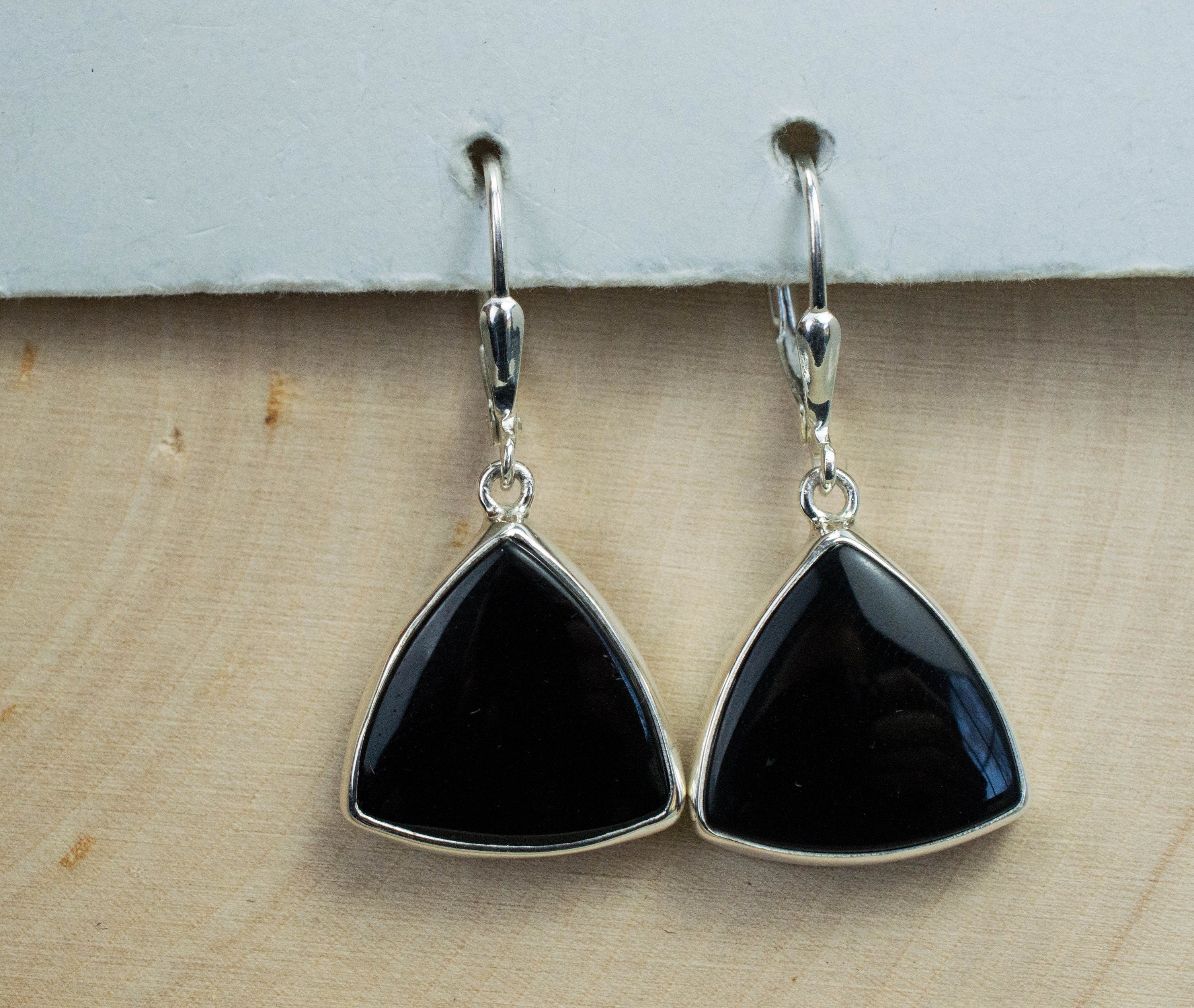 Black Onyx Earrings; Genuine Untreated USA Onyx - Mark Oliver Gems