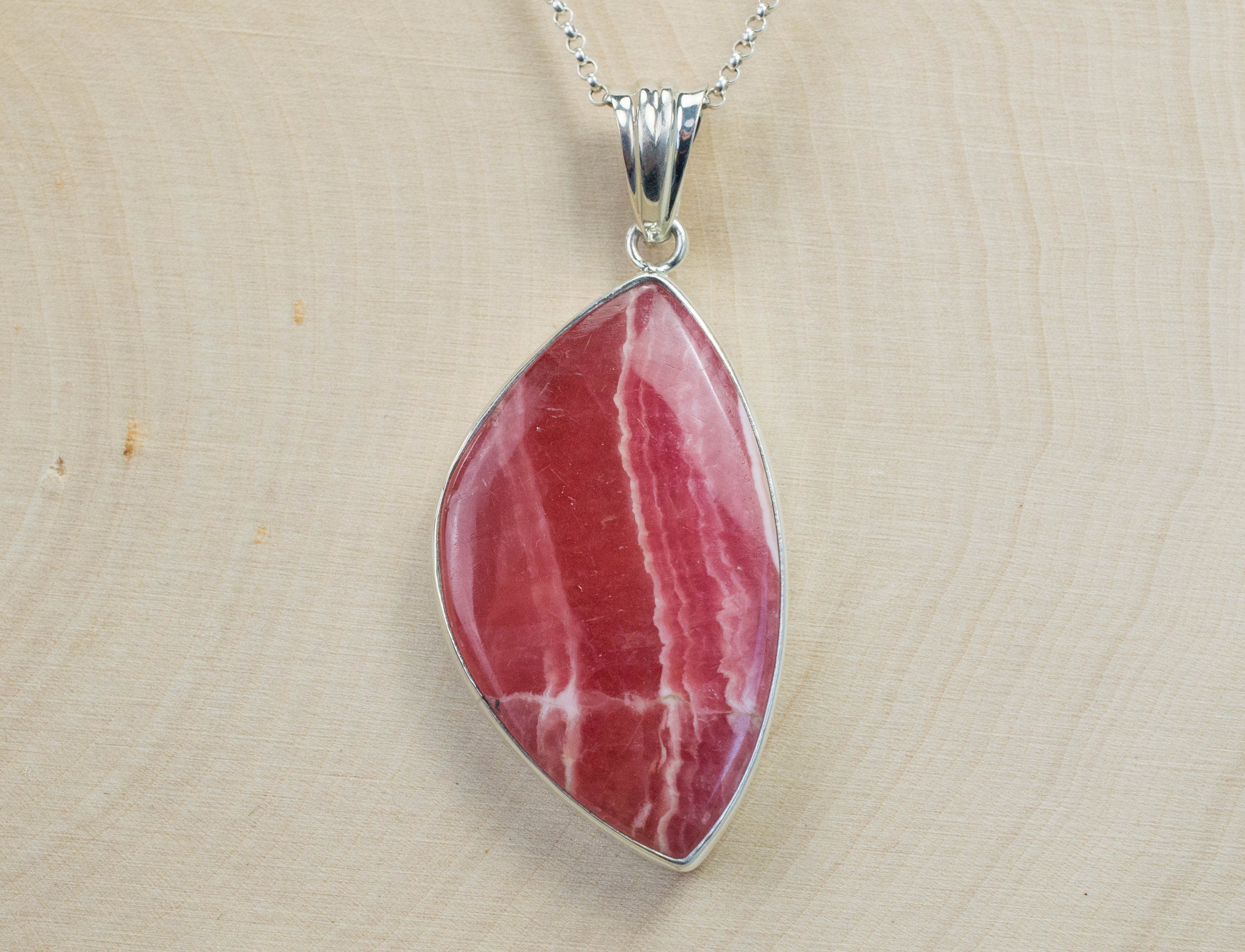 Rhodochrosite Pendant; Genuine Untreated Argentinian Rhodochrosite - Mark Oliver Gems