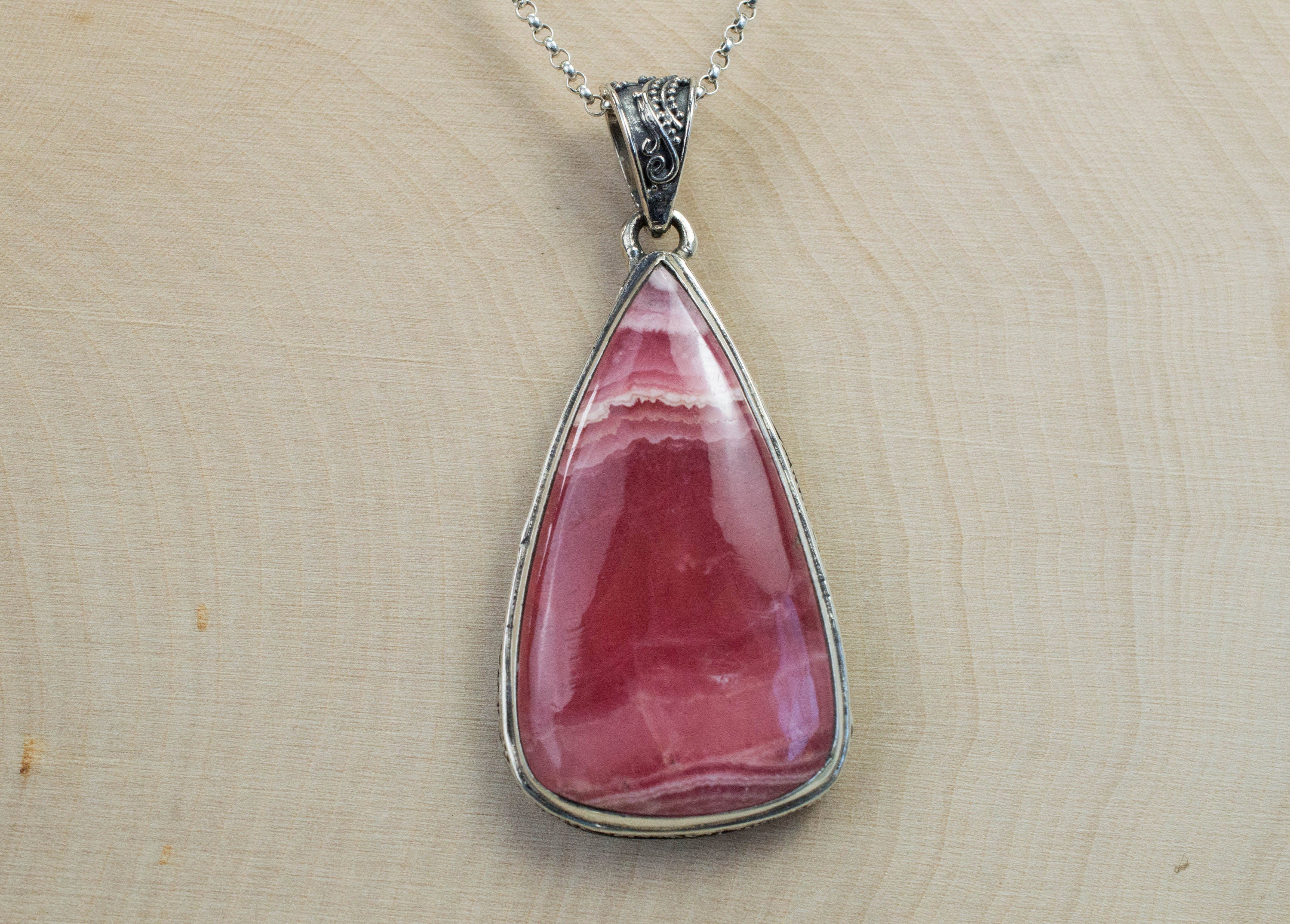 Rhodochrosite Pendant; Genuine Untreated Argentina Mined Rhodochrosite - Mark Oliver Gems