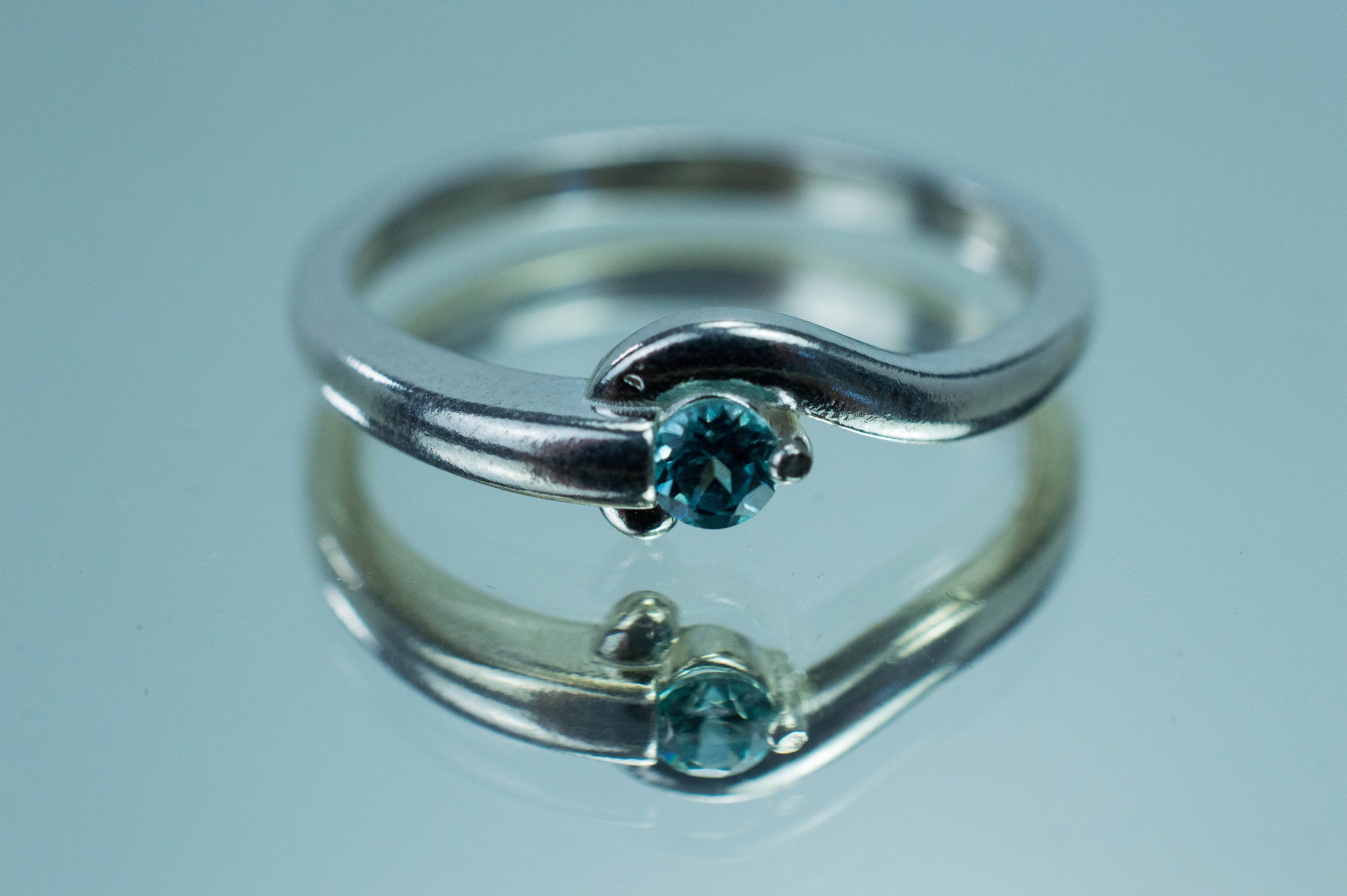 Blue Zircon Ring; Natural Cambodian Zircon - Mark Oliver Gems