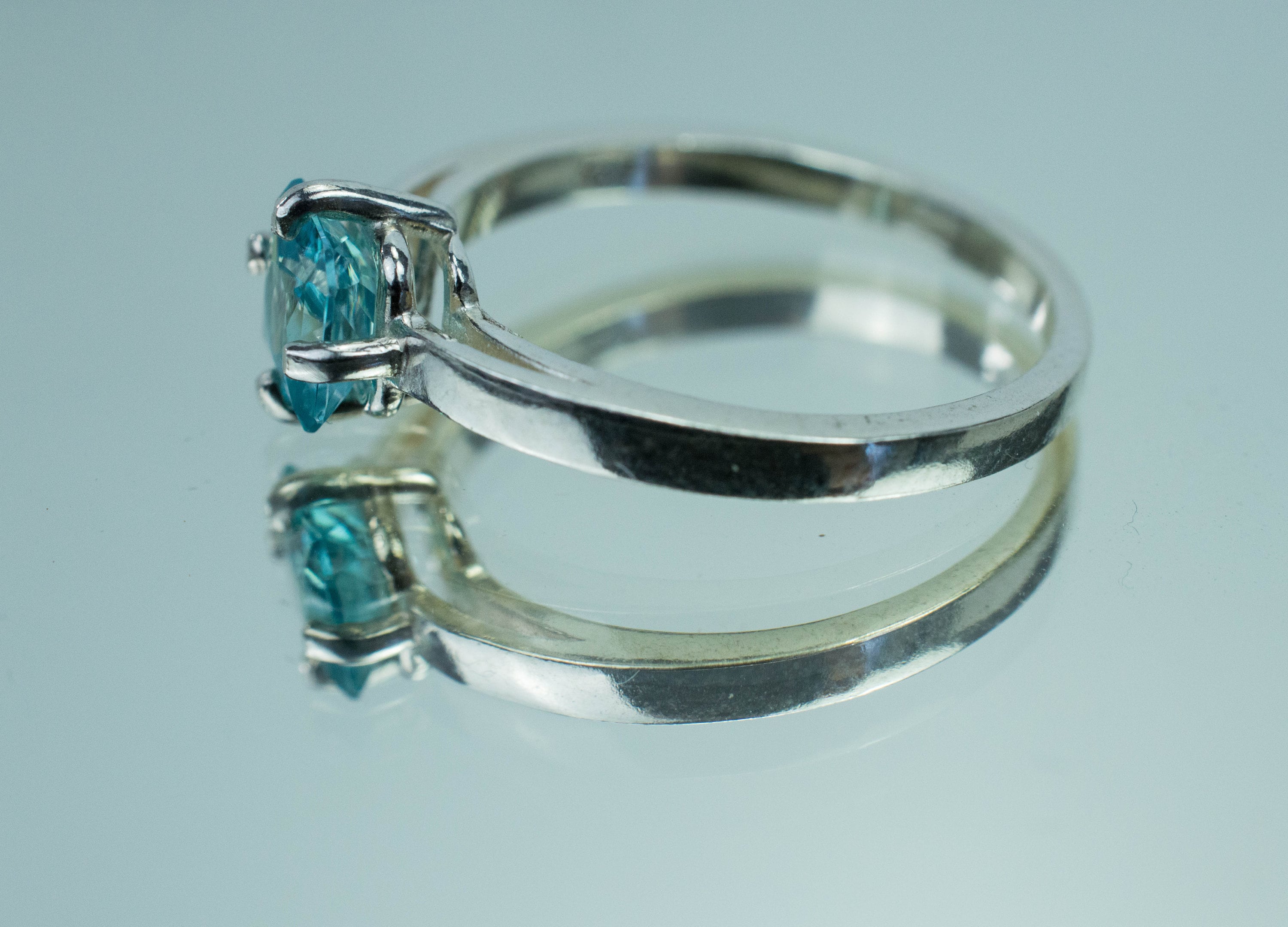 Blue Zircon Ring; Natural Cambodia Zircon - Mark Oliver Gems