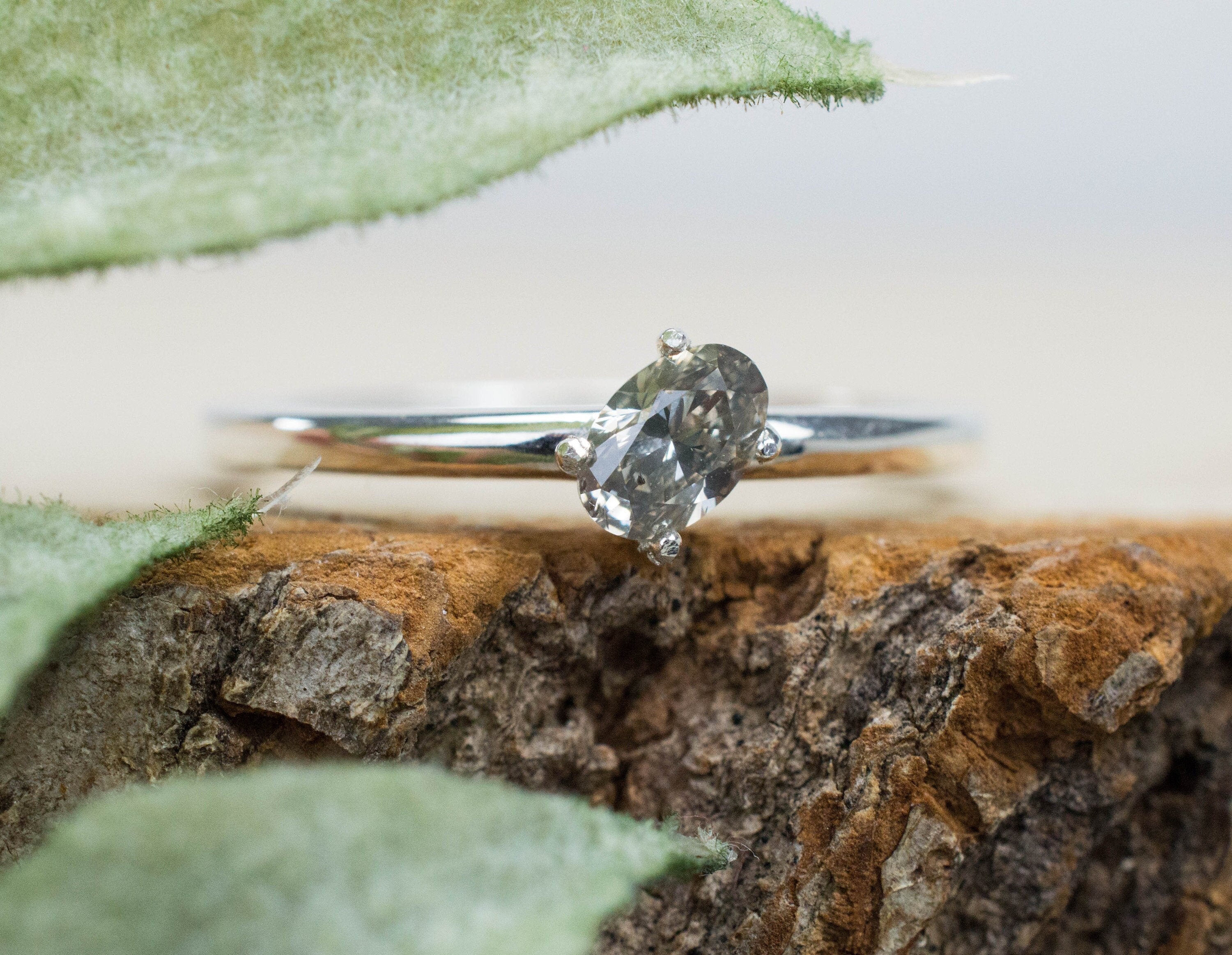 Gray Diamond Ring; Genuine Untreated Canada Diamond - Mark Oliver Gems