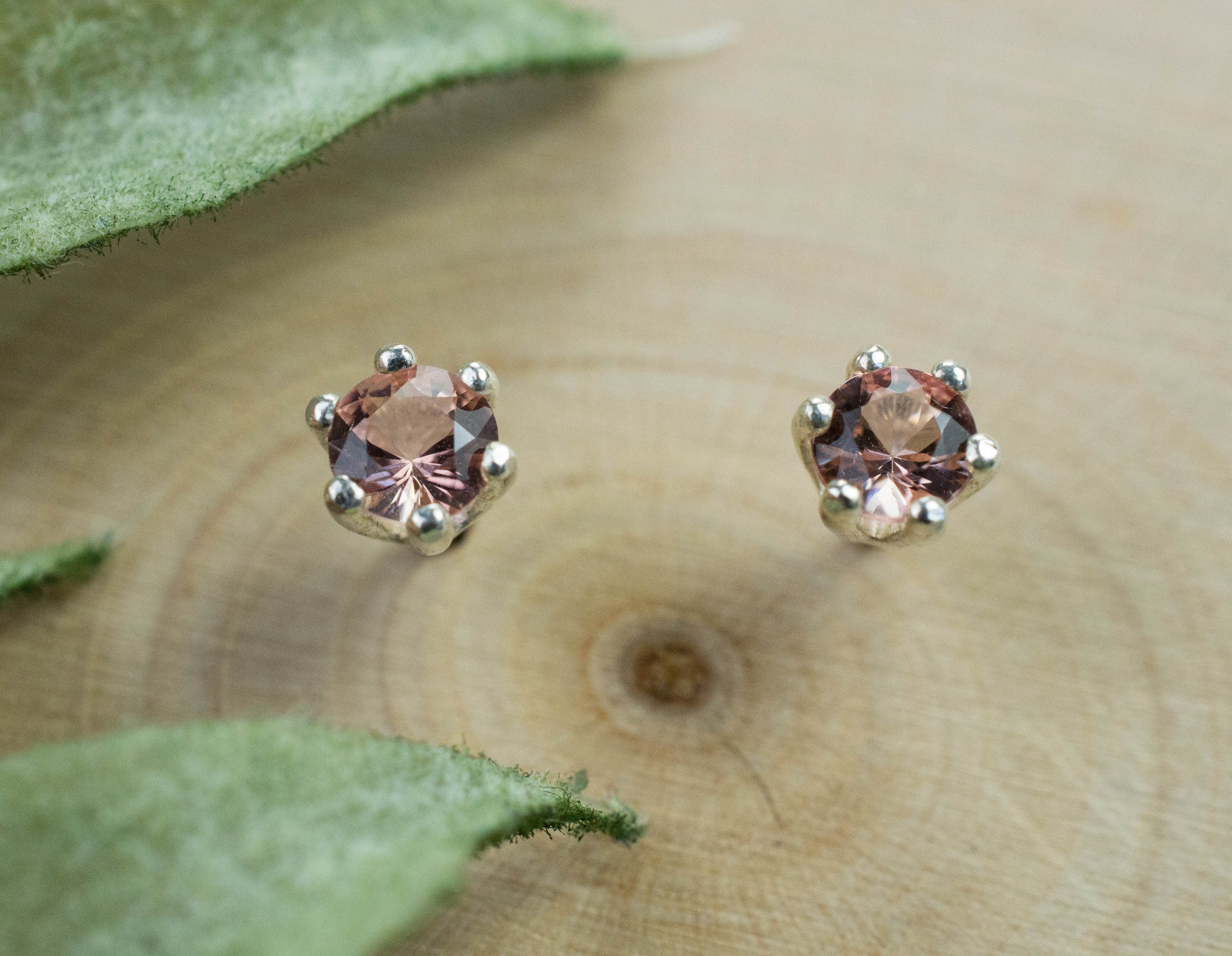 Peach Tourmaline Earrings; Natural Untreated Brazilian Tourmaline; 0.315cts - Mark Oliver Gems