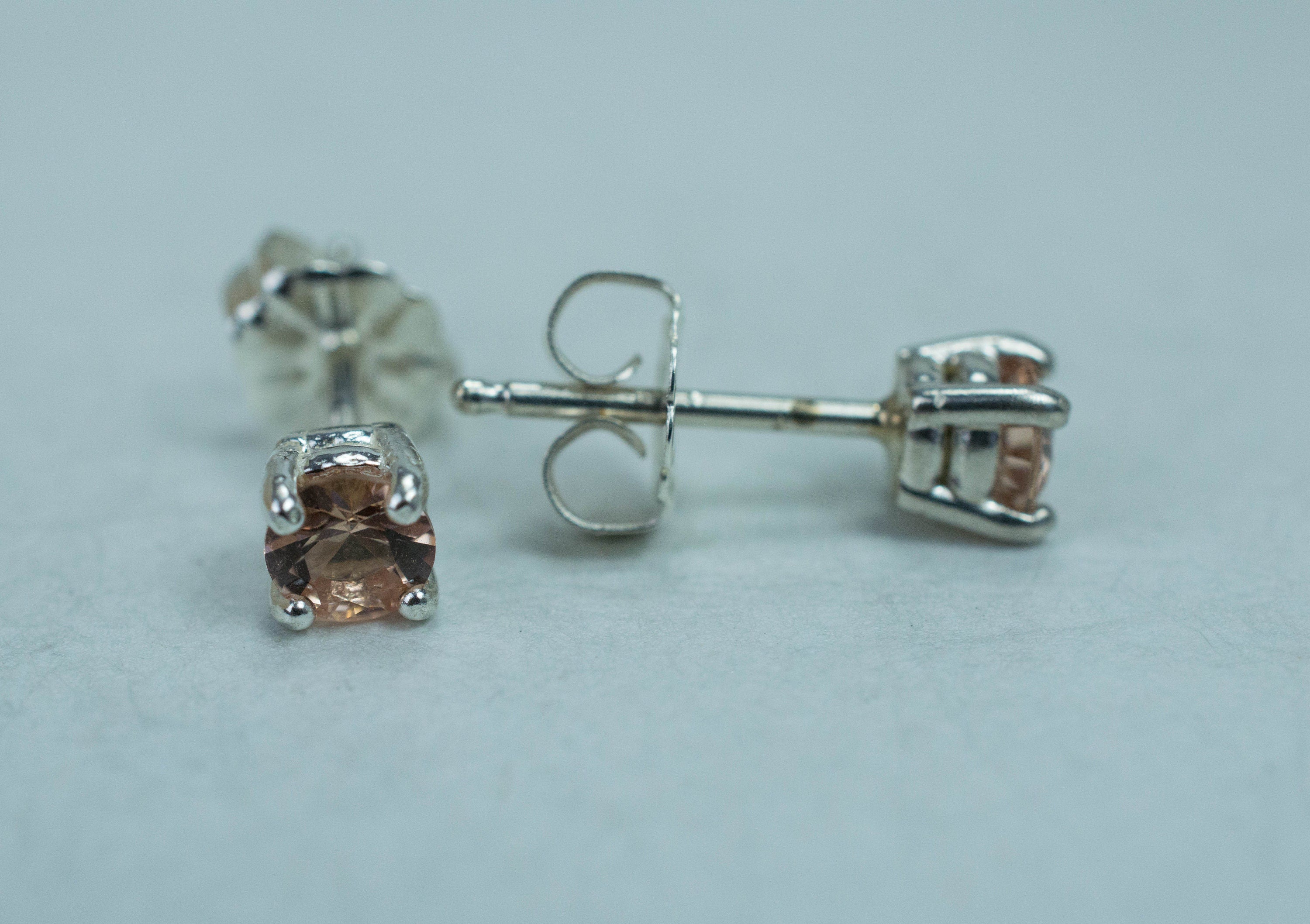 Peach Tourmaline Earrings; Natural Untreated Brazilian Tourmaline; 0.425cts - Mark Oliver Gems