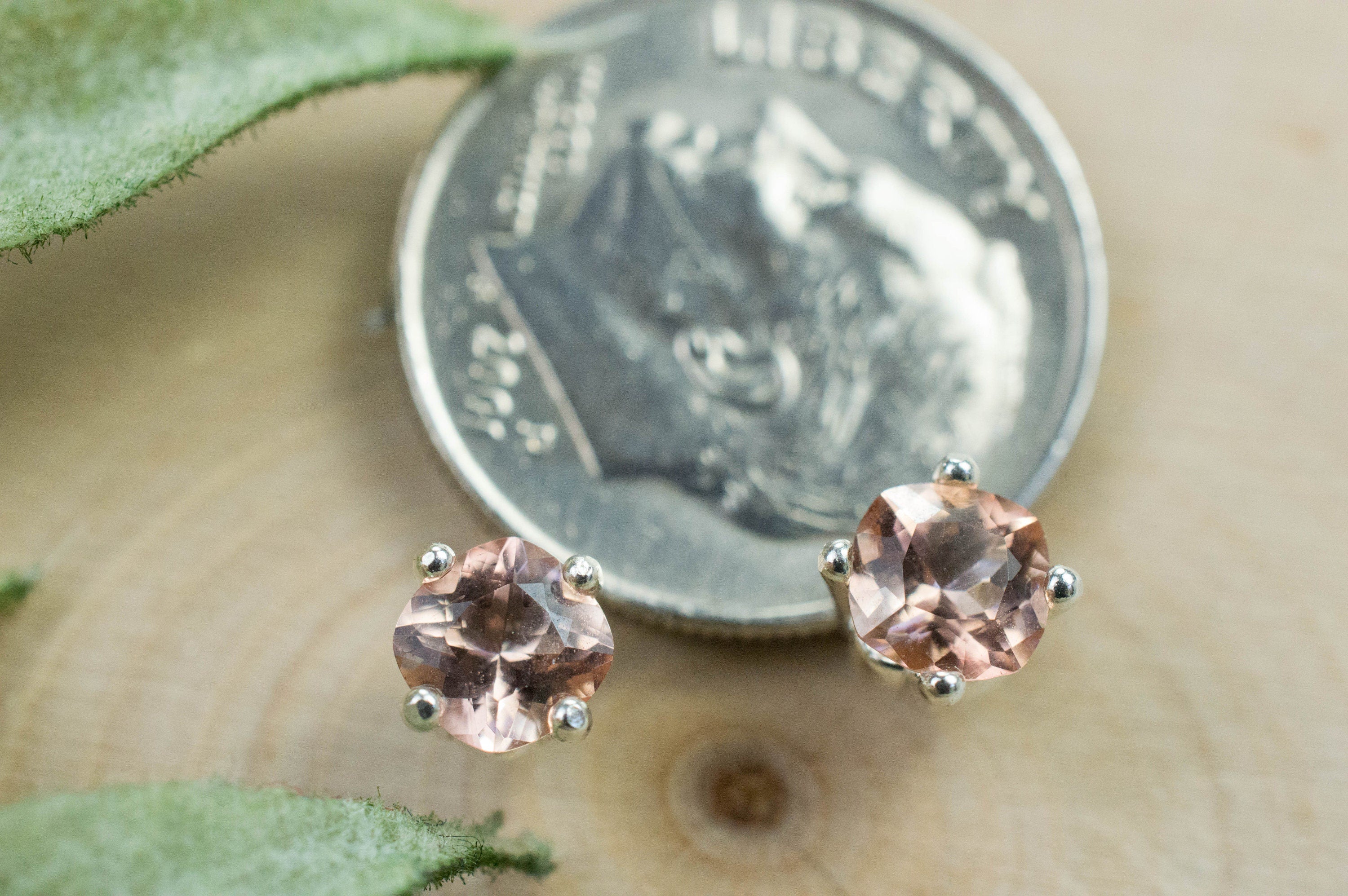 Peach Tourmaline Earrings; Natural Untreated Brazilian Tourmaline; 0.720cts - Mark Oliver Gems