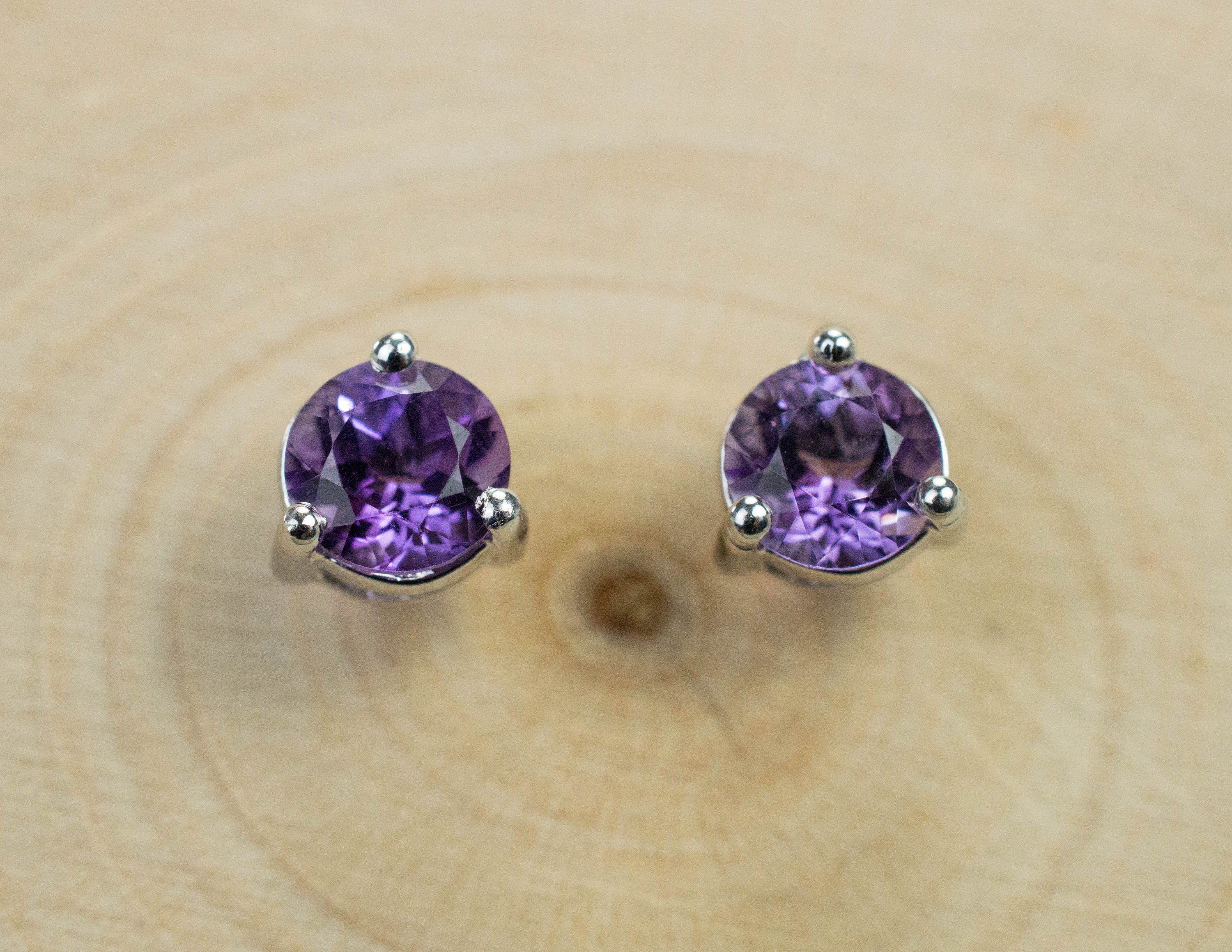 Amethyst Earrings, Natural Untreated Brazilian Amethyst; 1.725cts - Mark Oliver Gems