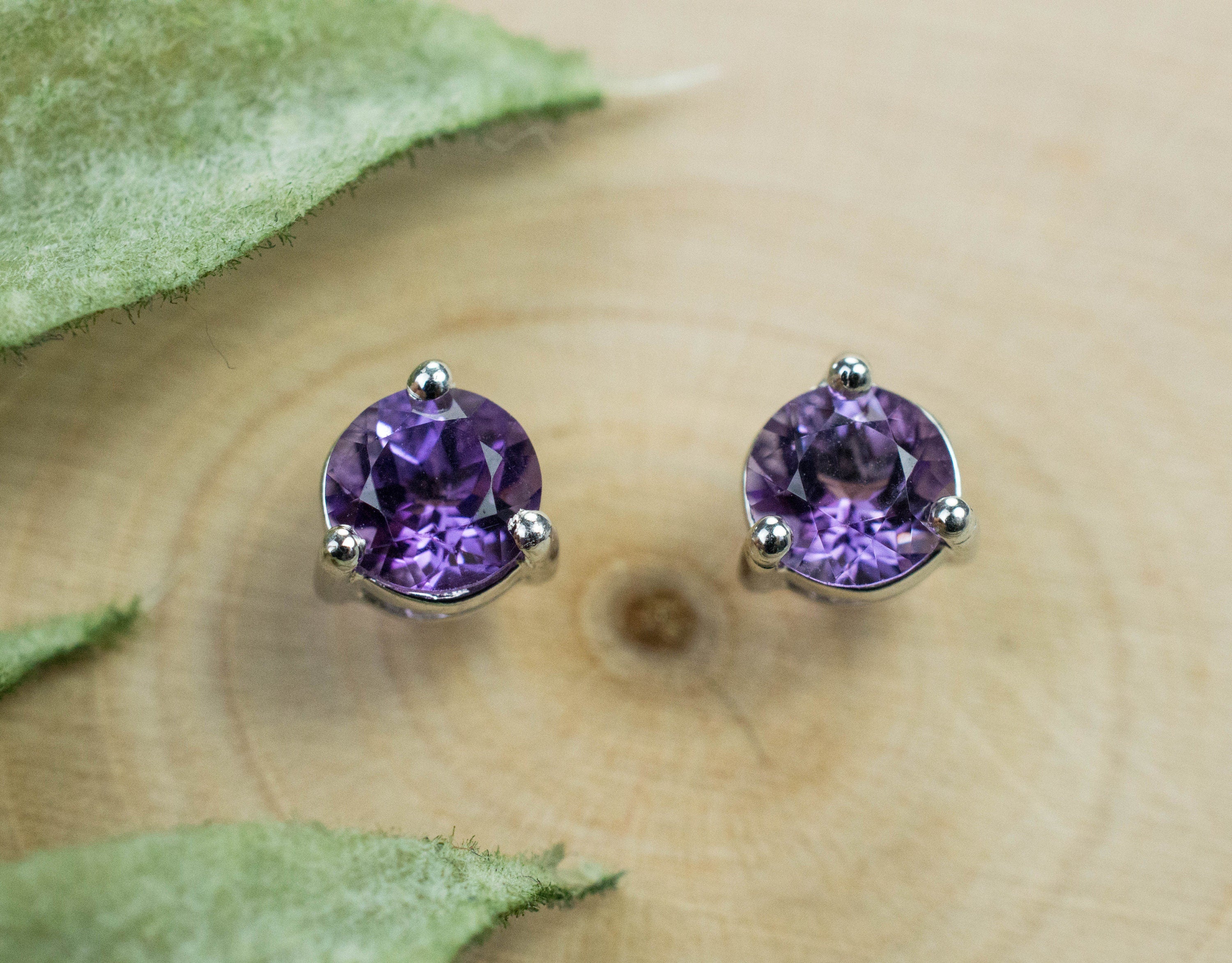 Amethyst Earrings, Natural Untreated Brazilian Amethyst; 1.725cts - Mark Oliver Gems