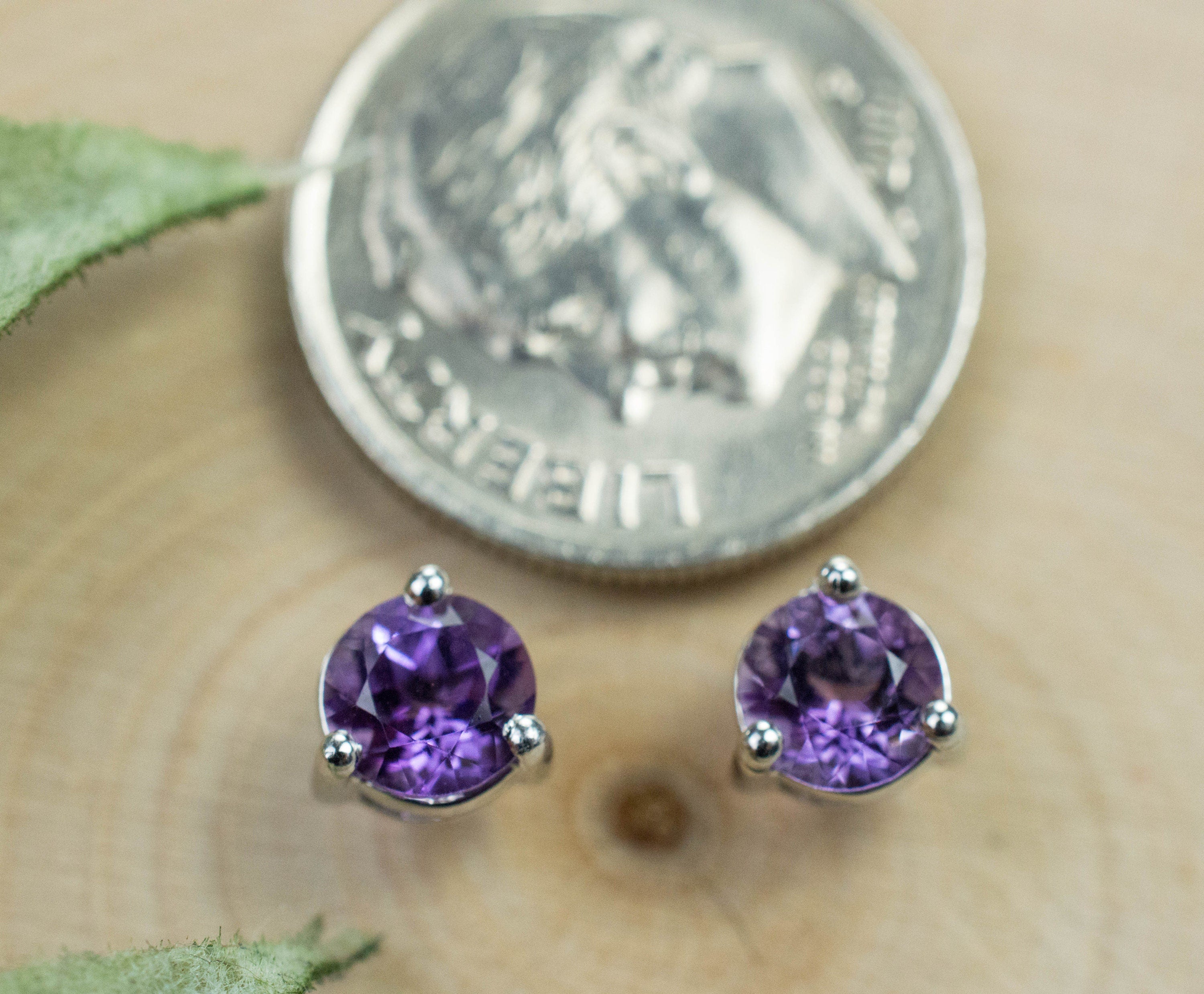 Amethyst Earrings, Natural Untreated Brazilian Amethyst; 1.725cts - Mark Oliver Gems