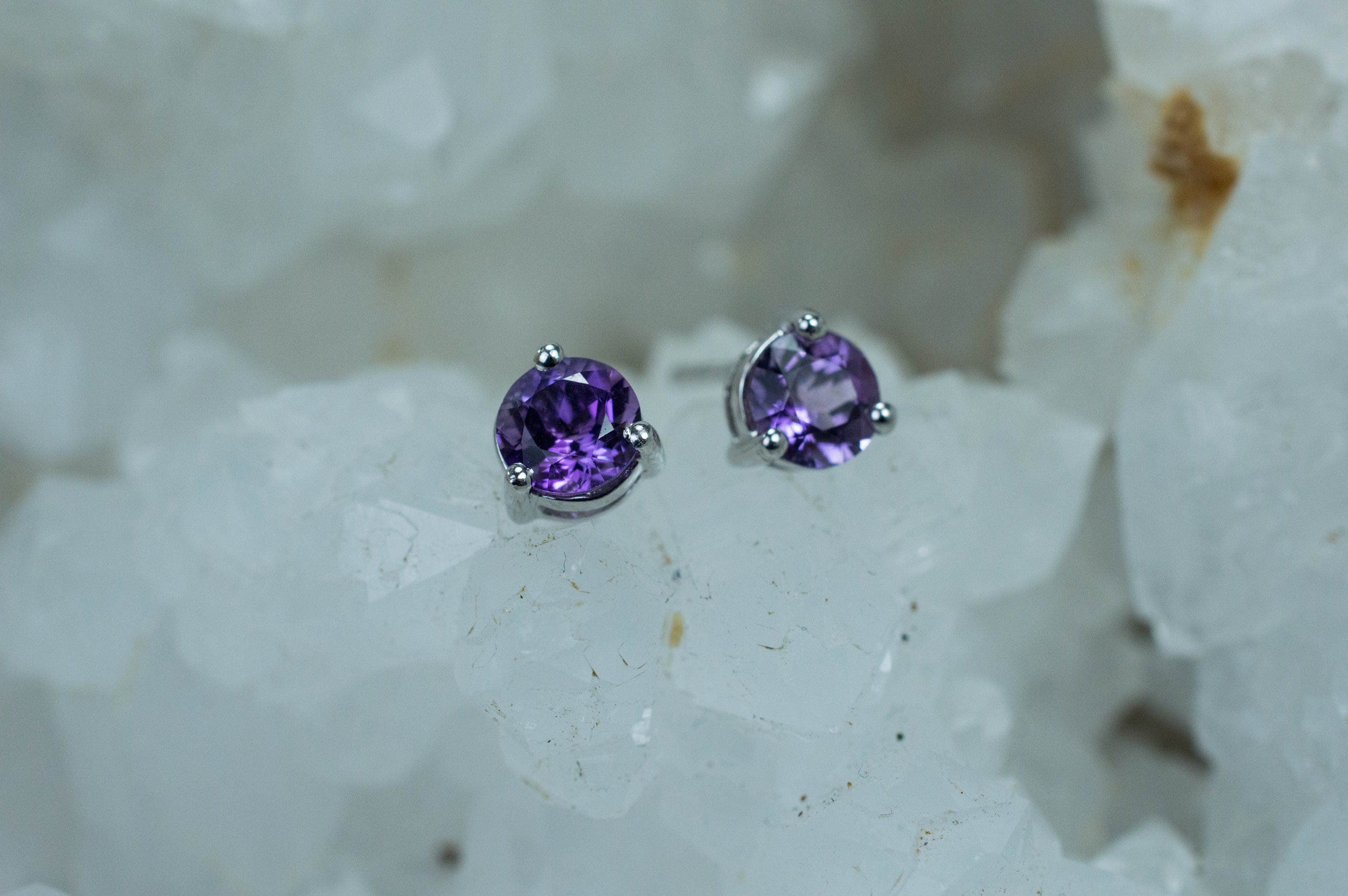 Amethyst Earrings, Natural Untreated Brazilian Amethyst; 1.725cts - Mark Oliver Gems