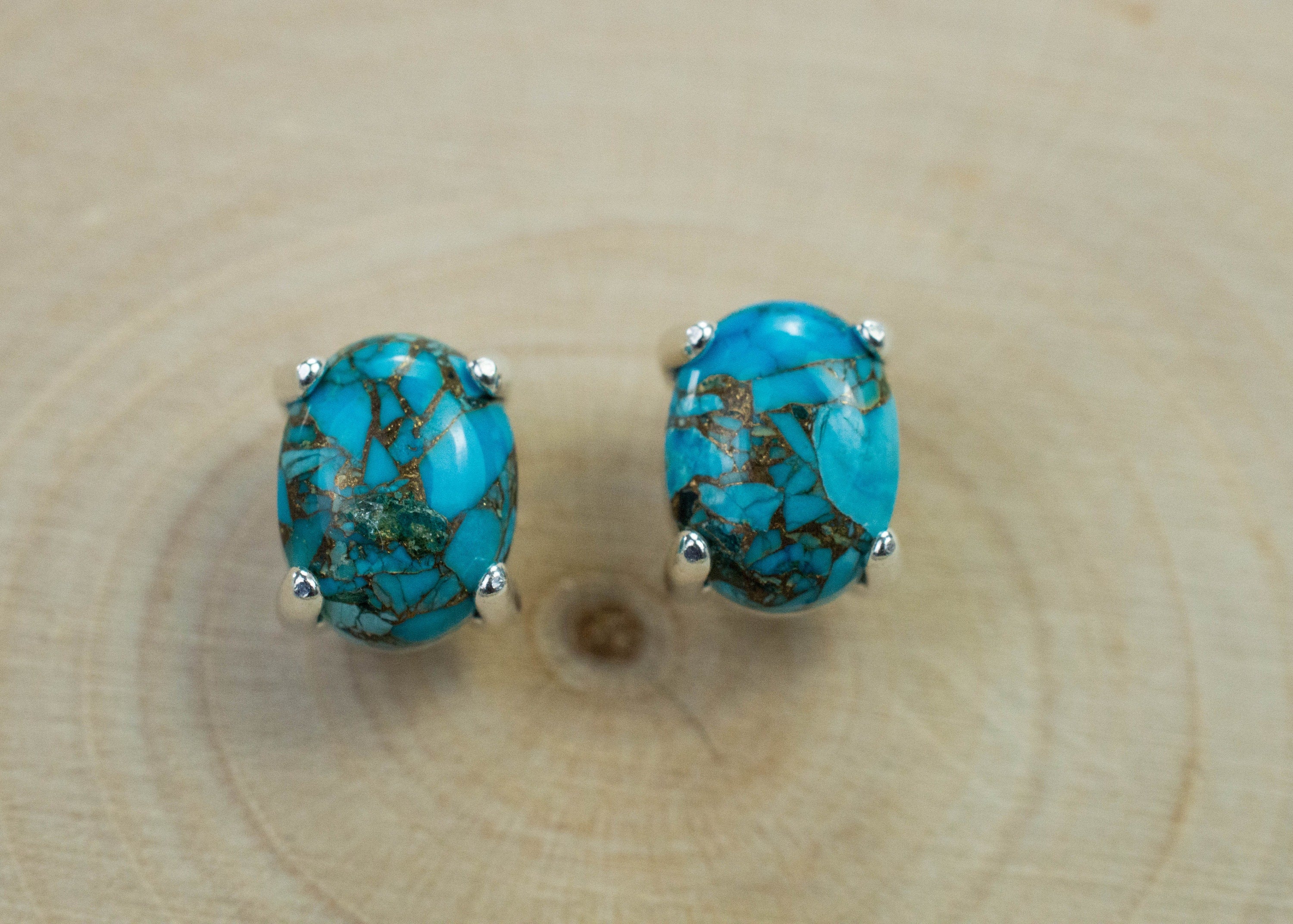 Turquoise Earrings, Natural Stabilized Nevada Turquoise; 2.440cts - Mark Oliver Gems