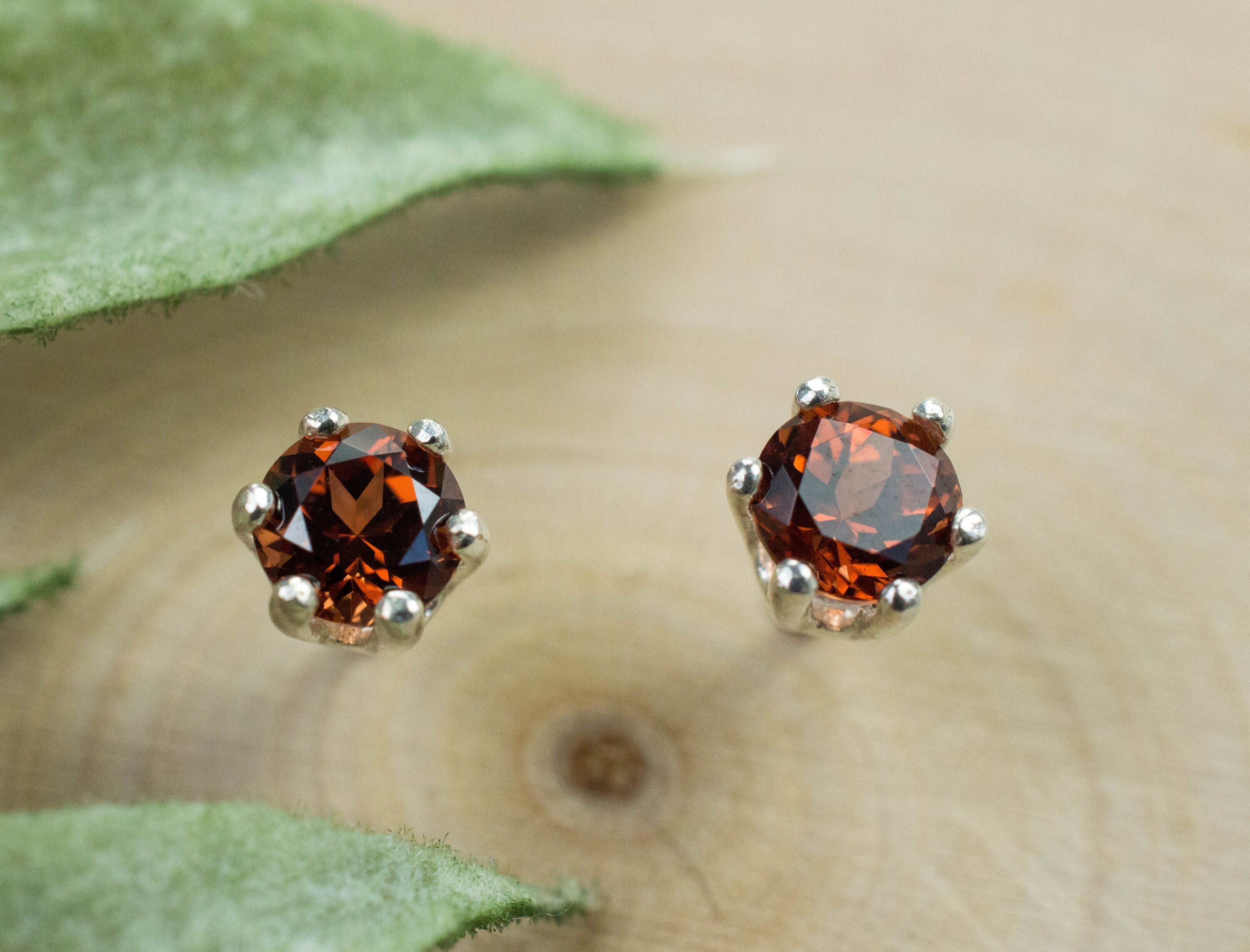 Pyrope Garnet Earrings; Genuine Untreated Kenya Garnet; 0.990cts - Mark Oliver Gems