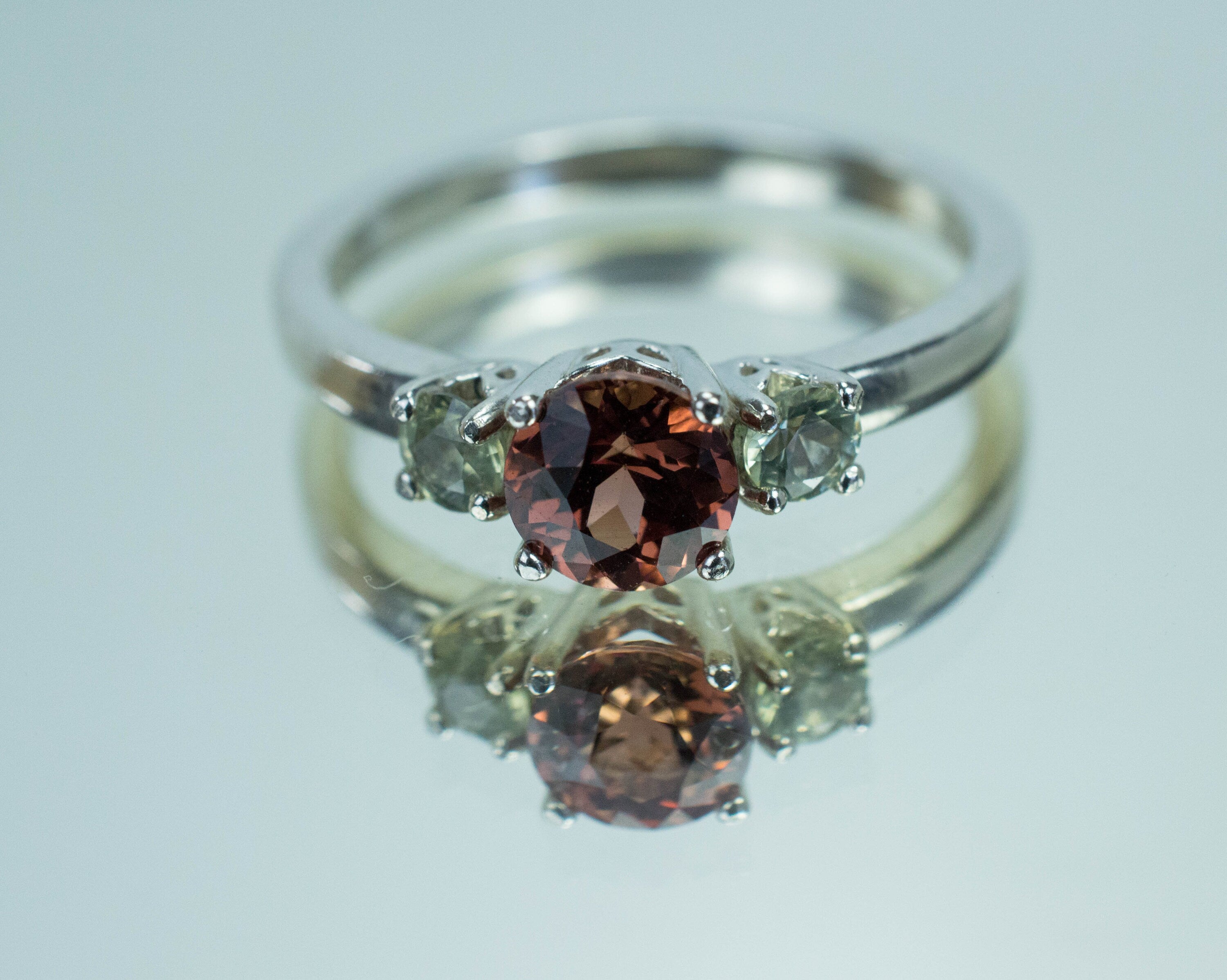 Imperial Garnet and Sapphire Ring, Genuine Untreated Tanzania Garnet and Montana Sapphire - Mark Oliver Gems