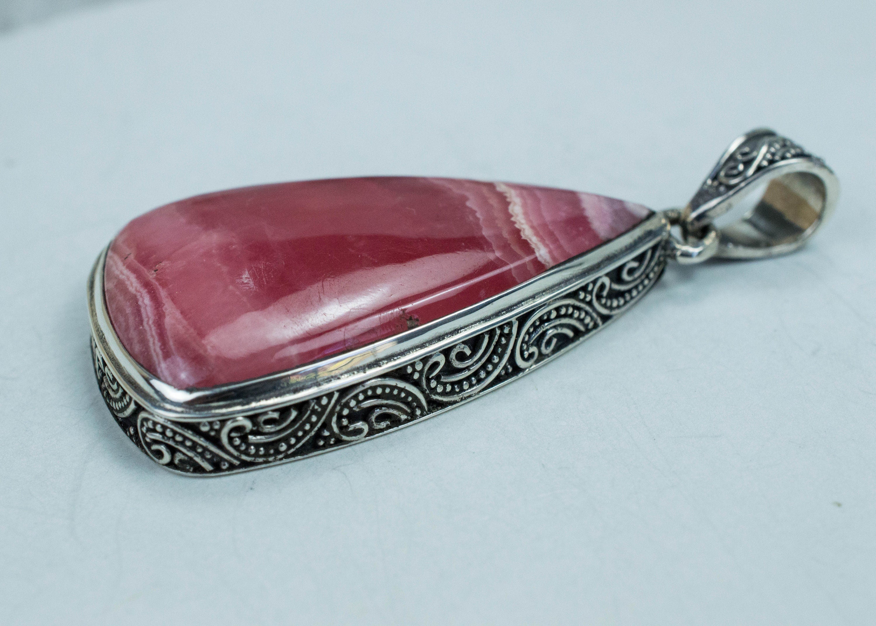 Rhodochrosite Pendant; Genuine Untreated Argentina Mined Rhodochrosite - Mark Oliver Gems