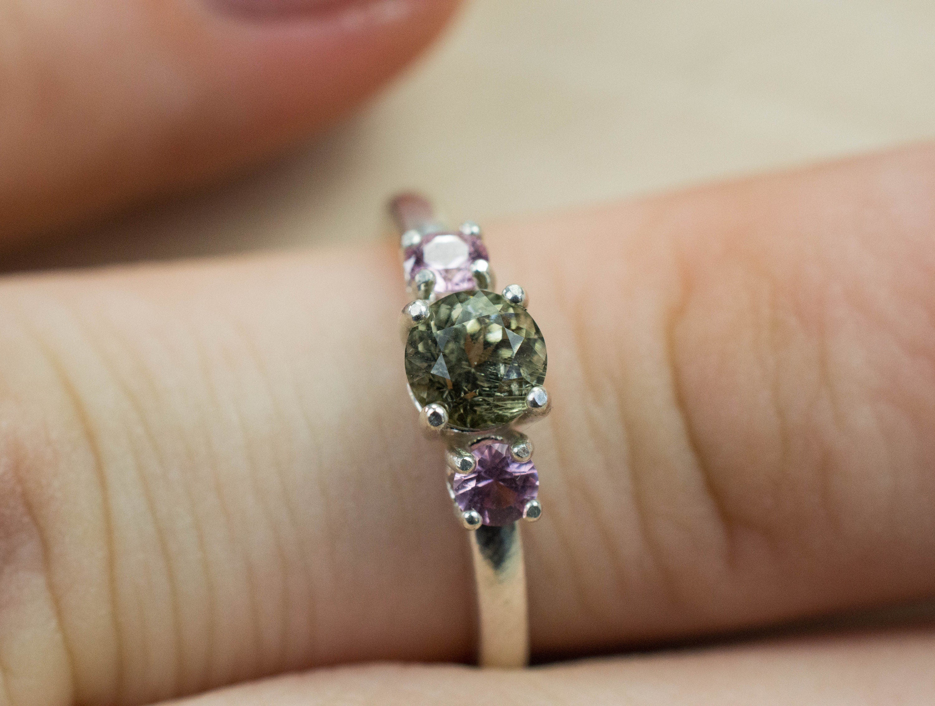 Zoisite and Spinel Ring, Genuine Untreated Pakistan Zoisite and Vietnam Spinel - Mark Oliver Gems