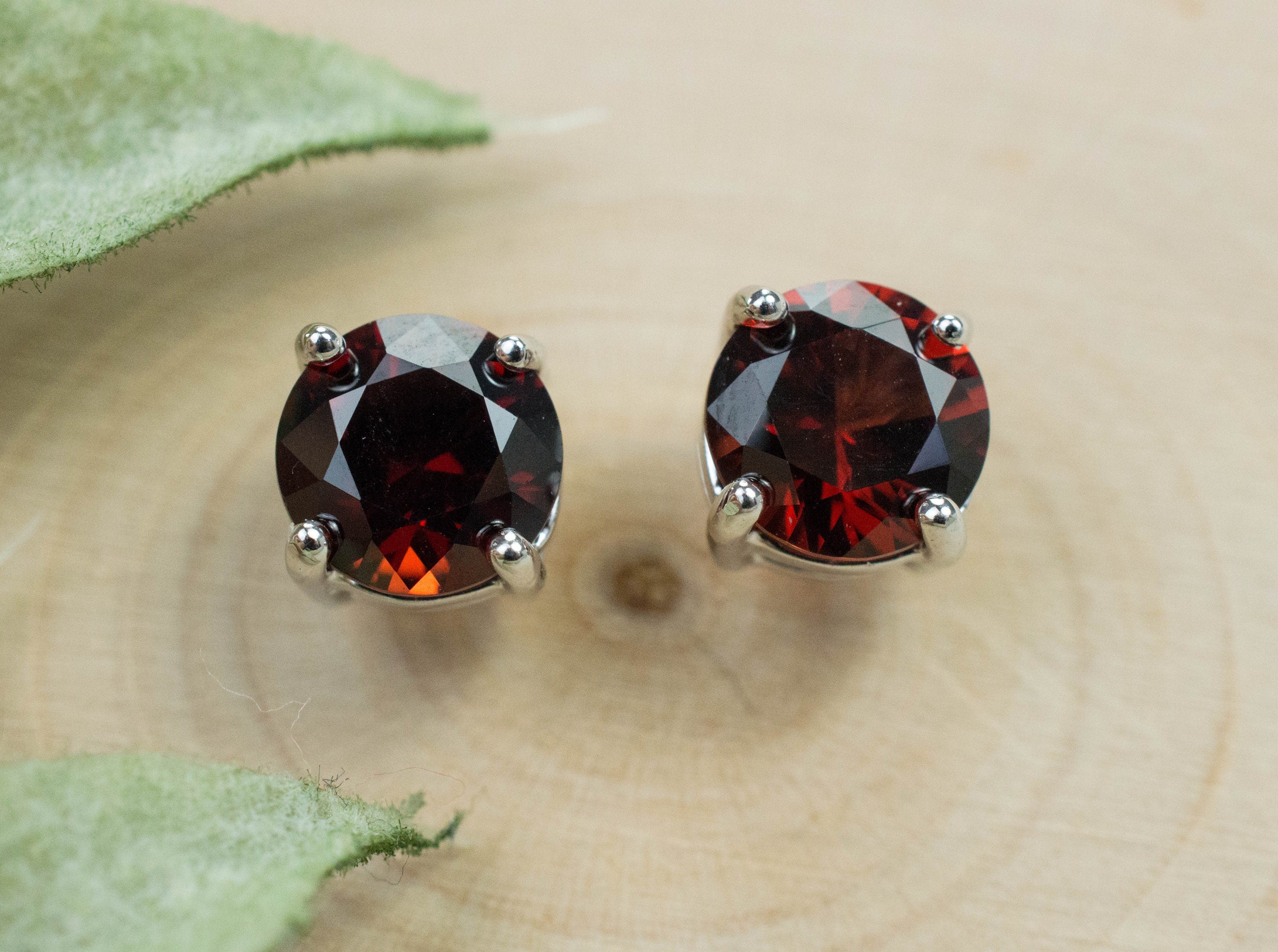 Pyrope Garnet Earrings; Genuine Untreated Madagascar Garnet; 2.715cts - Mark Oliver Gems