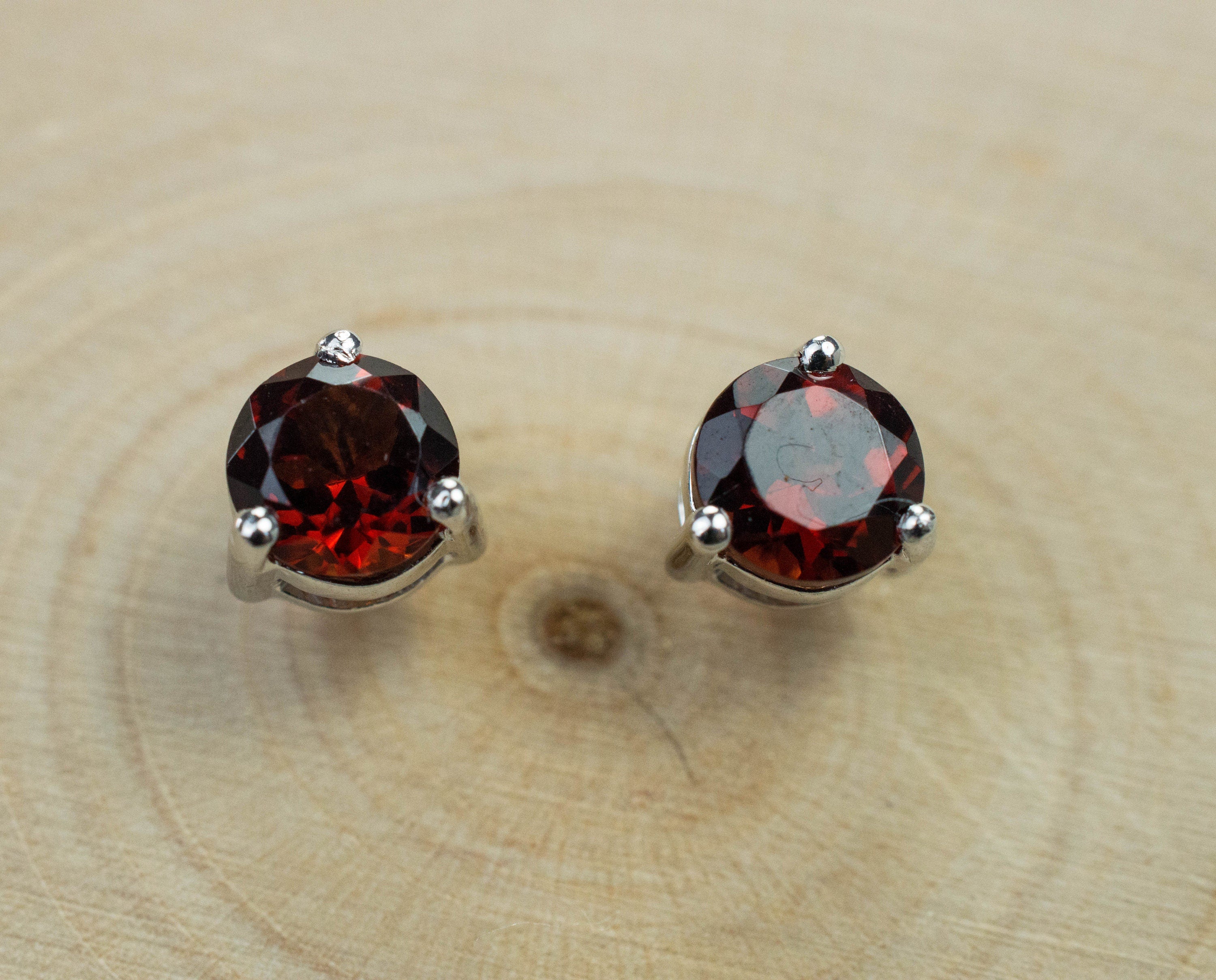 Pyrope Garnet Earrings; Genuine Untreated Madagascar Garnet; 1.130cts - Mark Oliver Gems