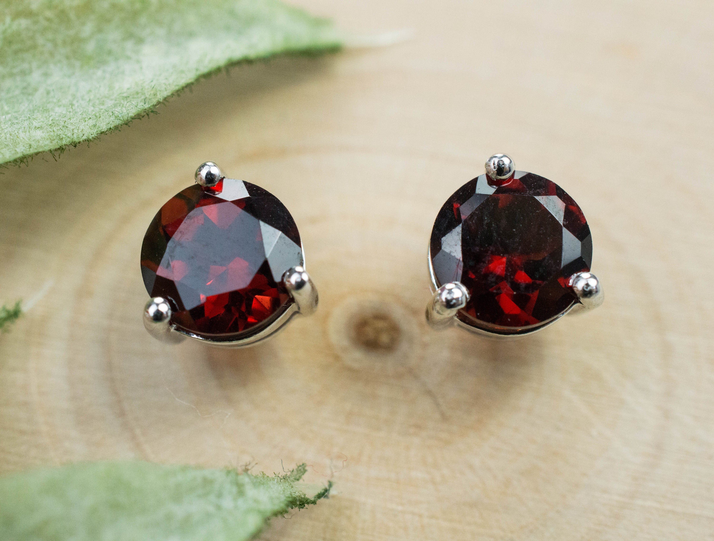 Pyrope Garnet Earrings; Genuine Untreated Madagascar Garnet; 1.925cts - Mark Oliver Gems