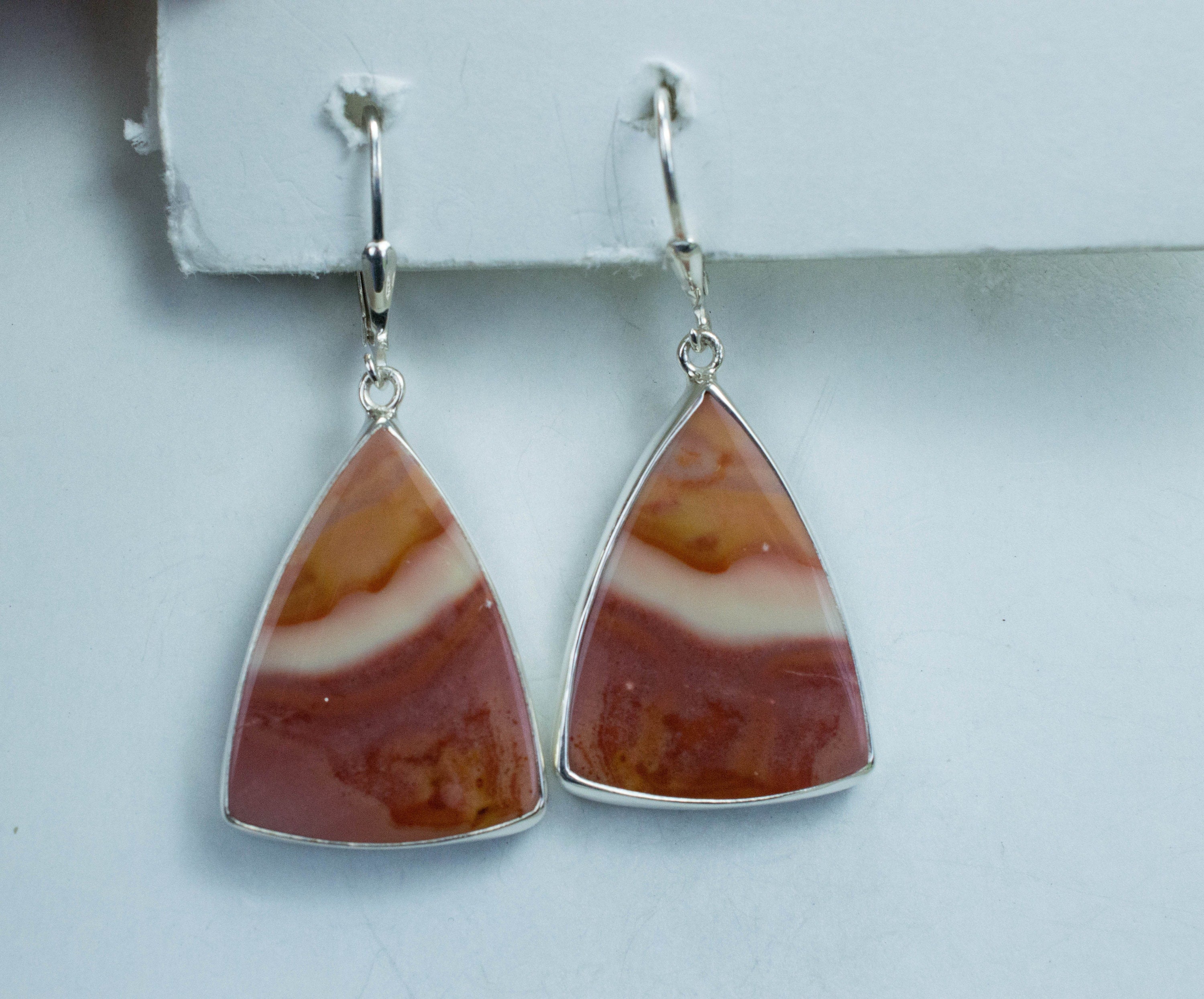 Banded Agate Earrings; Genuine Untreated Brazil Agate - Mark Oliver Gems